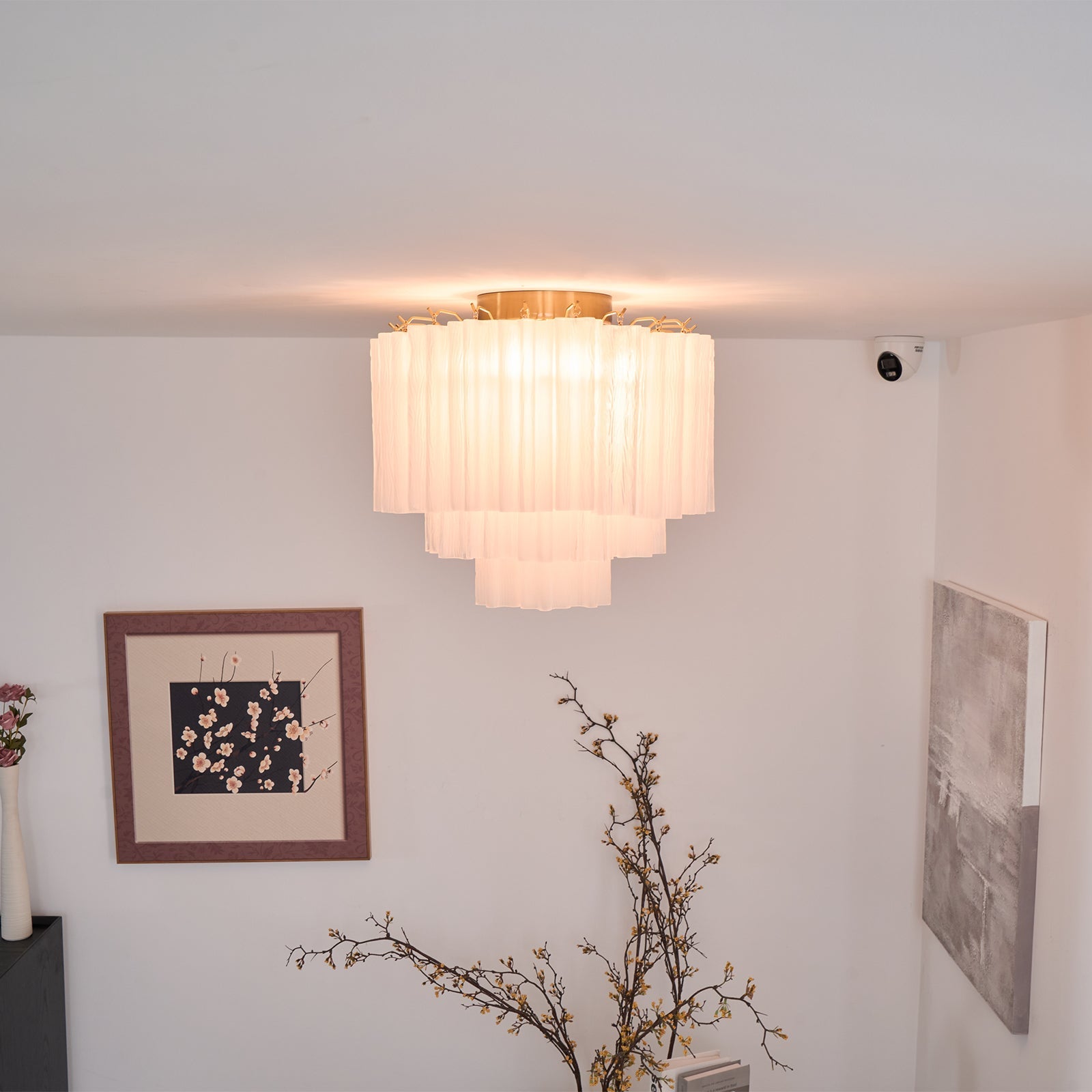Aurora Ceiling Lamp White Murano Glass Layered Elegant Modern-Neutral Decor