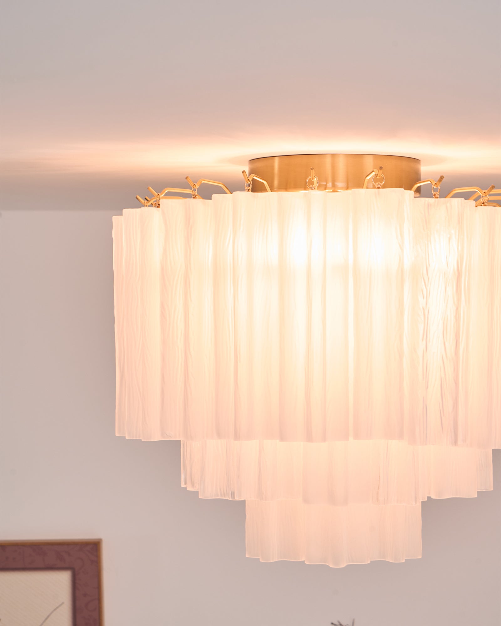 Aurora Ceiling Lamp White Murano Glass Layered Elegant Modern-Neutral Decor
