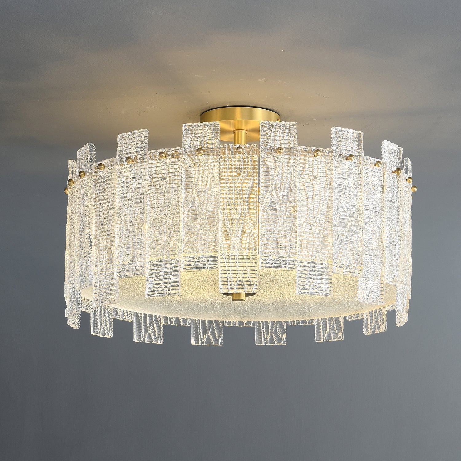 Symiror Postmodern Luxury Brass Glass Ceiling Light-Neutral Decor
