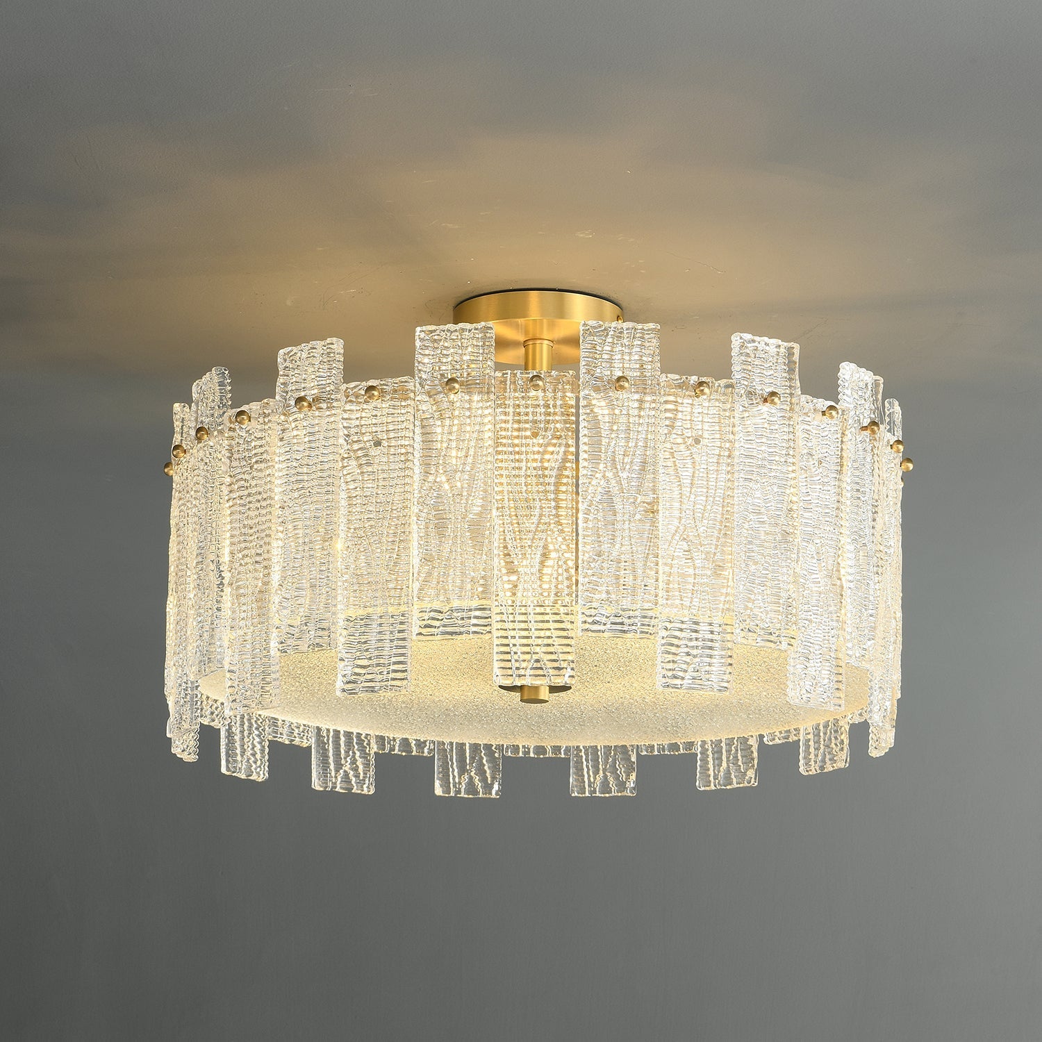 Symiror Postmodern Luxury Brass Glass Ceiling Light-Neutral Decor
