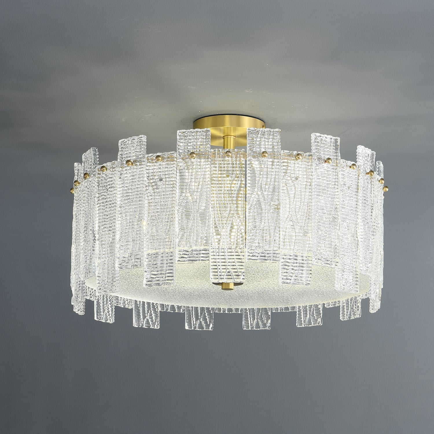 Symiror Postmodern Luxury Brass Glass Ceiling Light-Neutral Decor