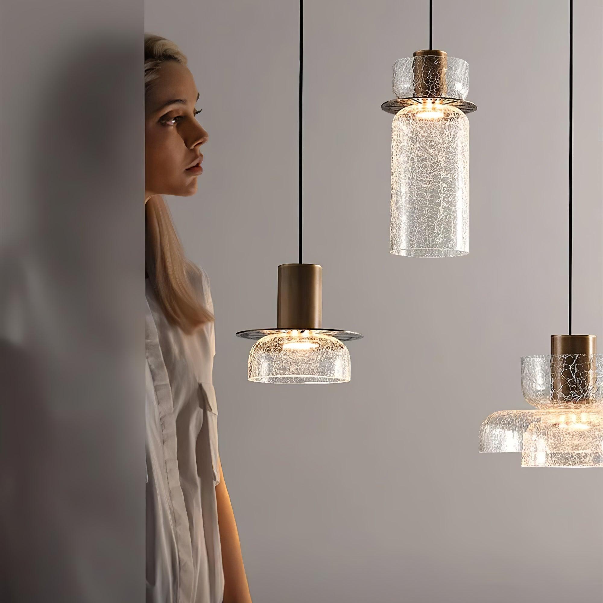 Glacier Crackle Glass Pendant Lamp-Neutral Decor