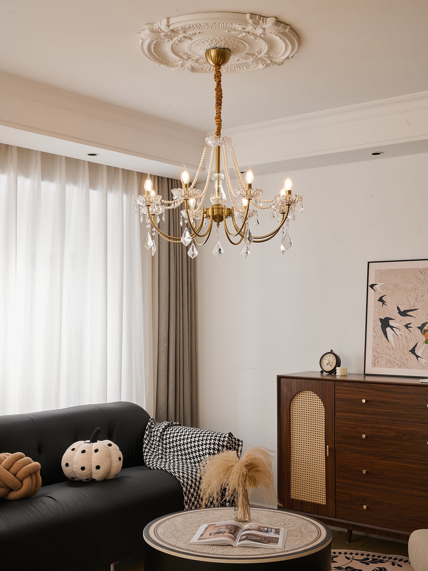 Cevaris Postmodern Luxury Pearl Glass Chandelier-Neutral Decor