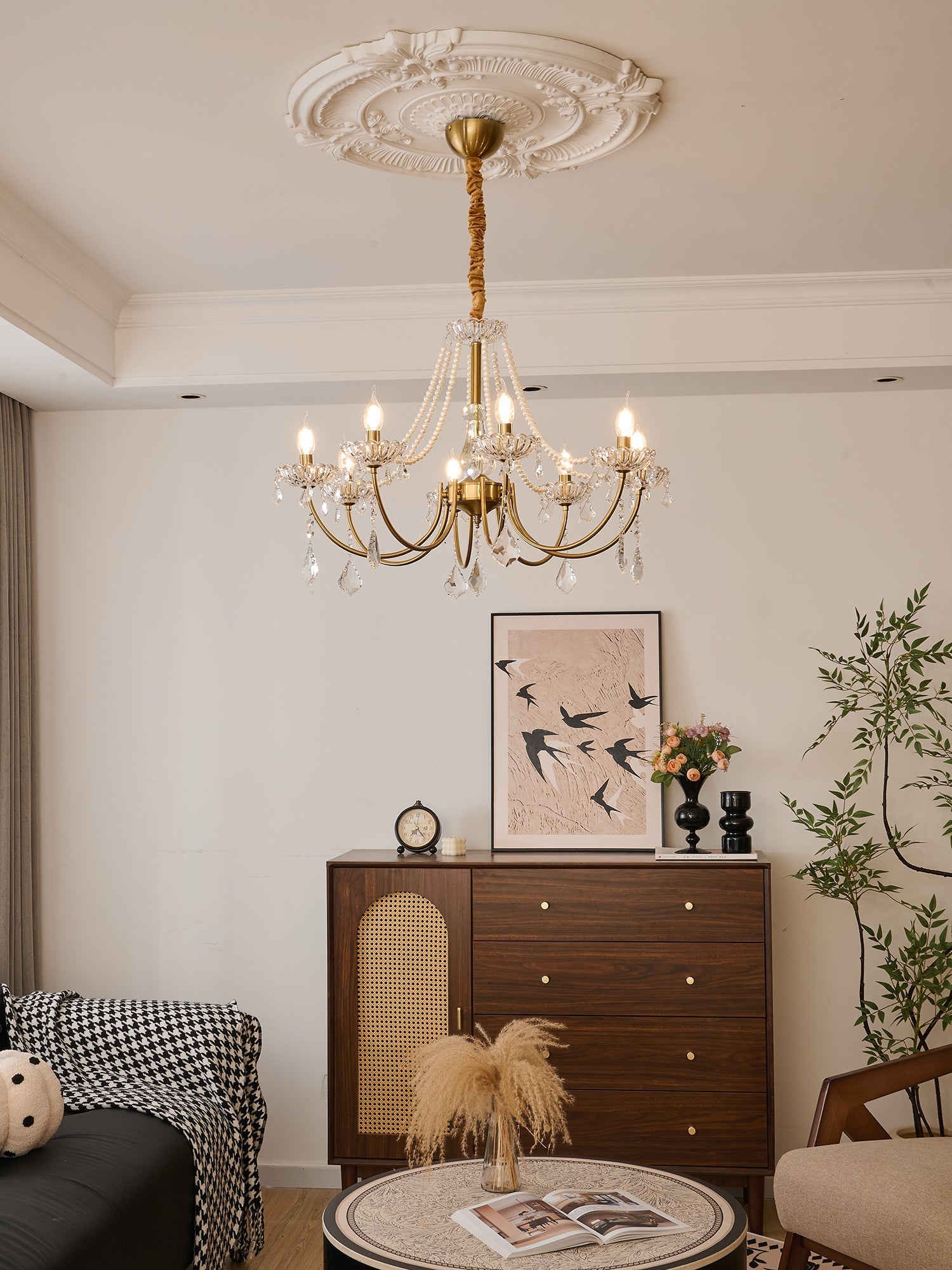 Cevaris Postmodern Luxury Pearl Glass Chandelier-Neutral Decor