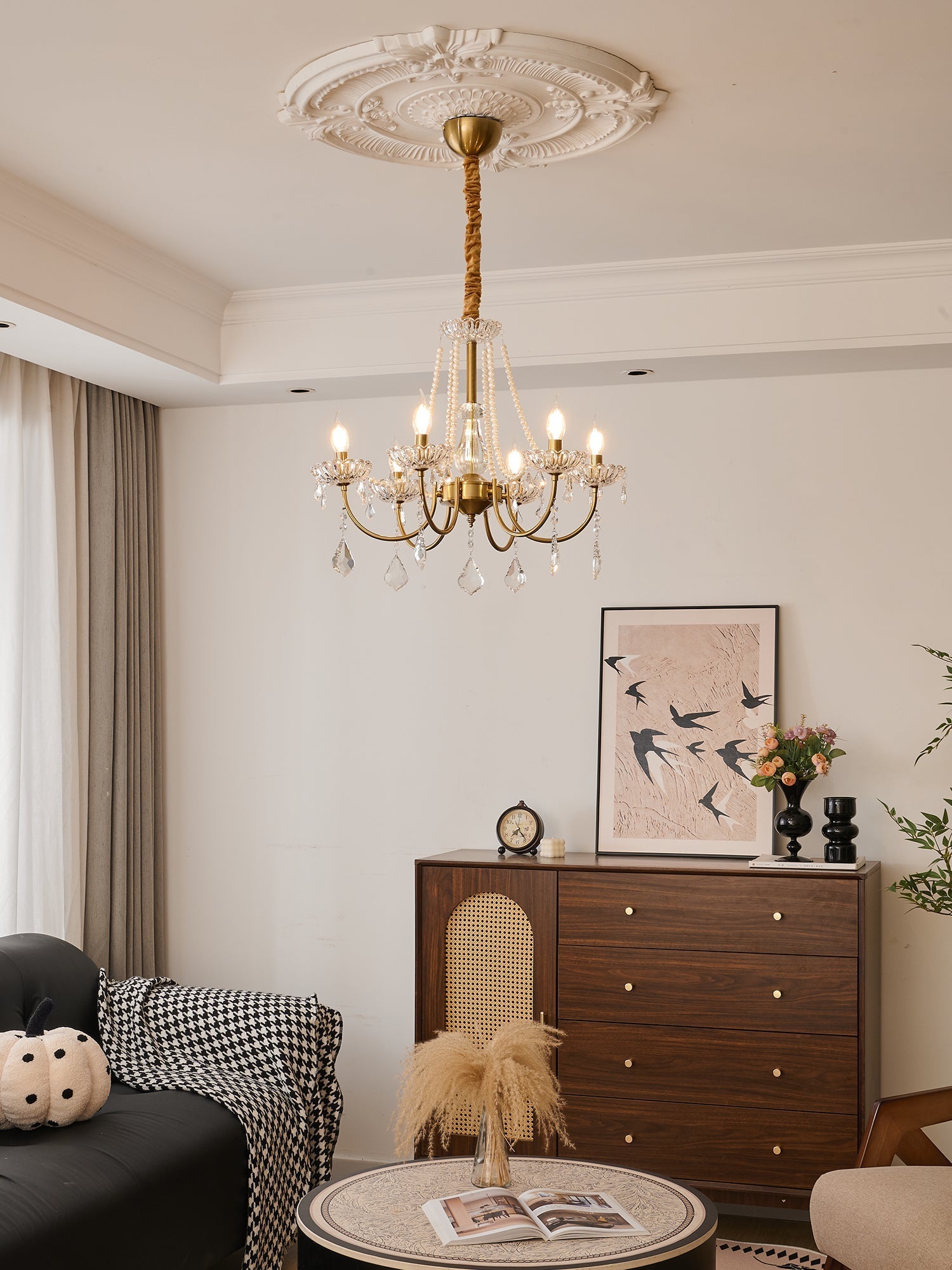 Cevaris Postmodern Luxury Pearl Glass Chandelier-Neutral Decor