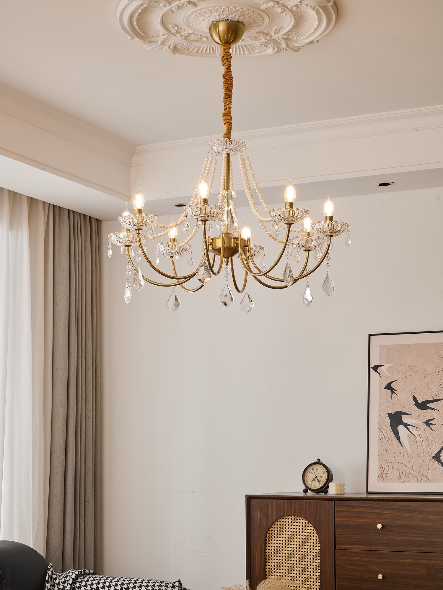 Cevaris Postmodern Luxury Pearl Glass Chandelier-Neutral Decor
