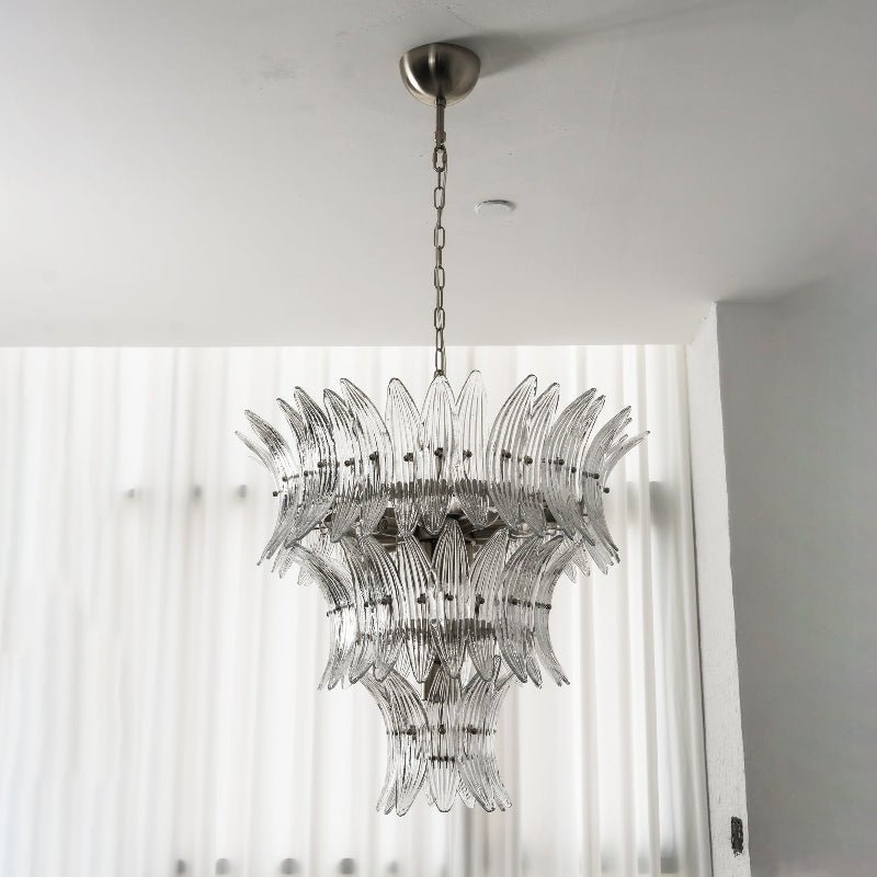 Glass Palmette Chandelier-Neutral Decor