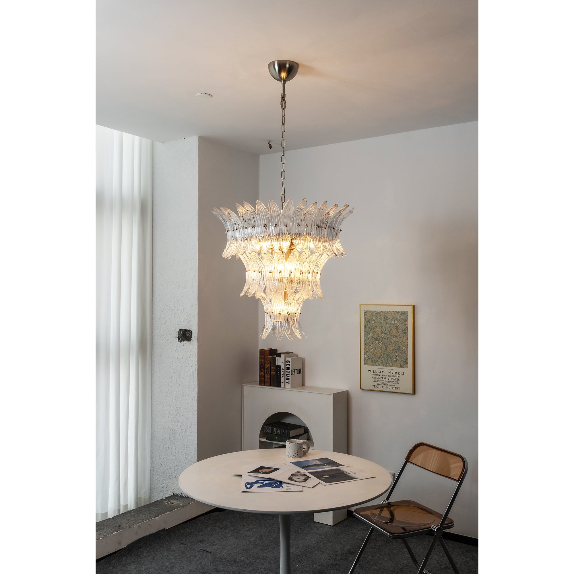 Glass Palmette Chandelier-Neutral Decor