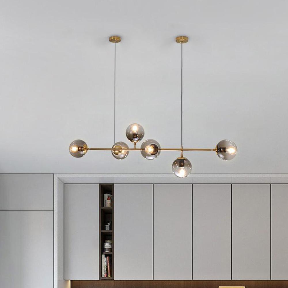 Valentina Industrial Long Linear Metal Hanging Bubble Multi Clear Glass Bulb Bedroom Pendant Light Brass/Black - Neutral Decor