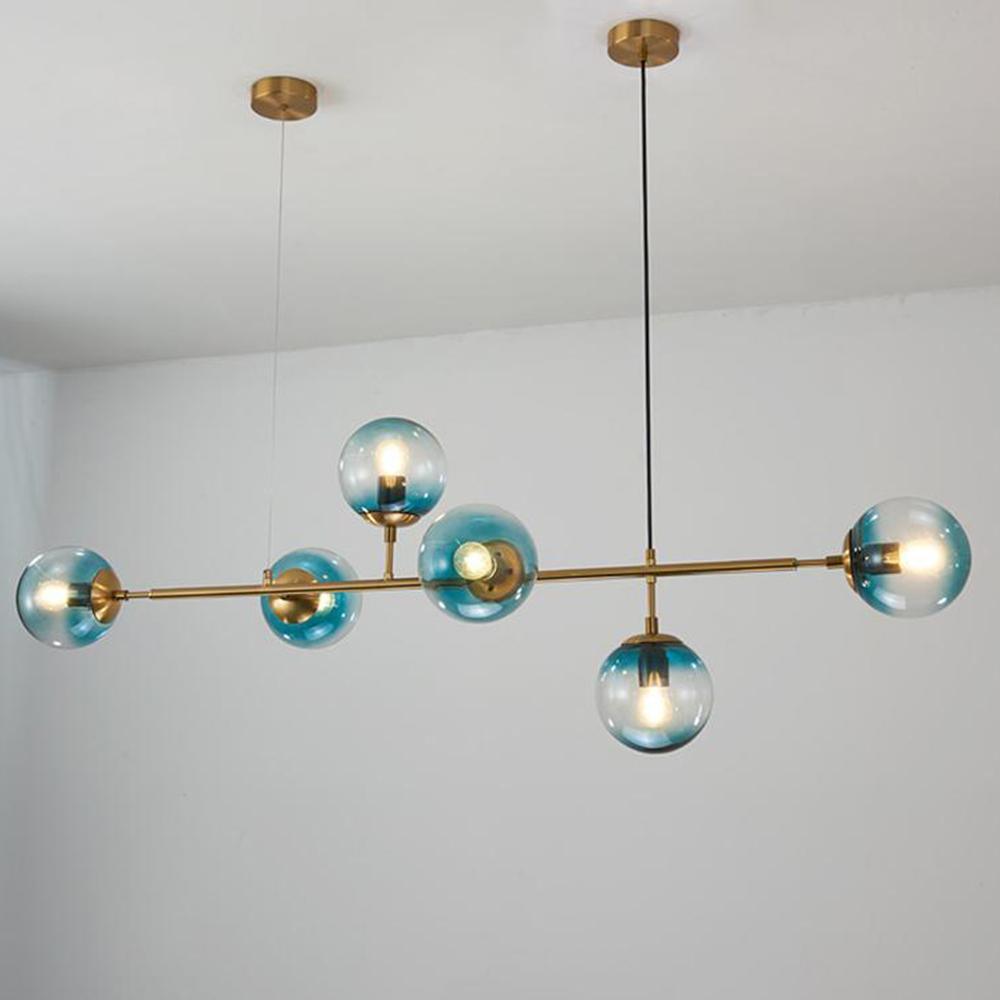 Valentina Industrial Long Linear Metal Hanging Bubble Multi Clear Glass Bulb Bedroom Pendant Light Brass/Black - Neutral Decor