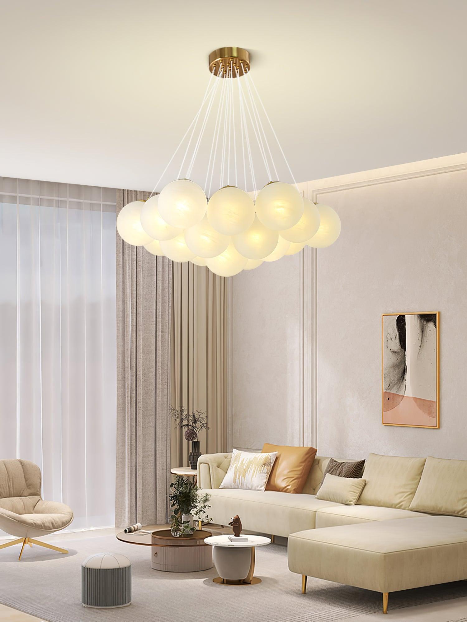 Arenis Chandelier Glass Cluster Frosted Glass-Neutral Decor