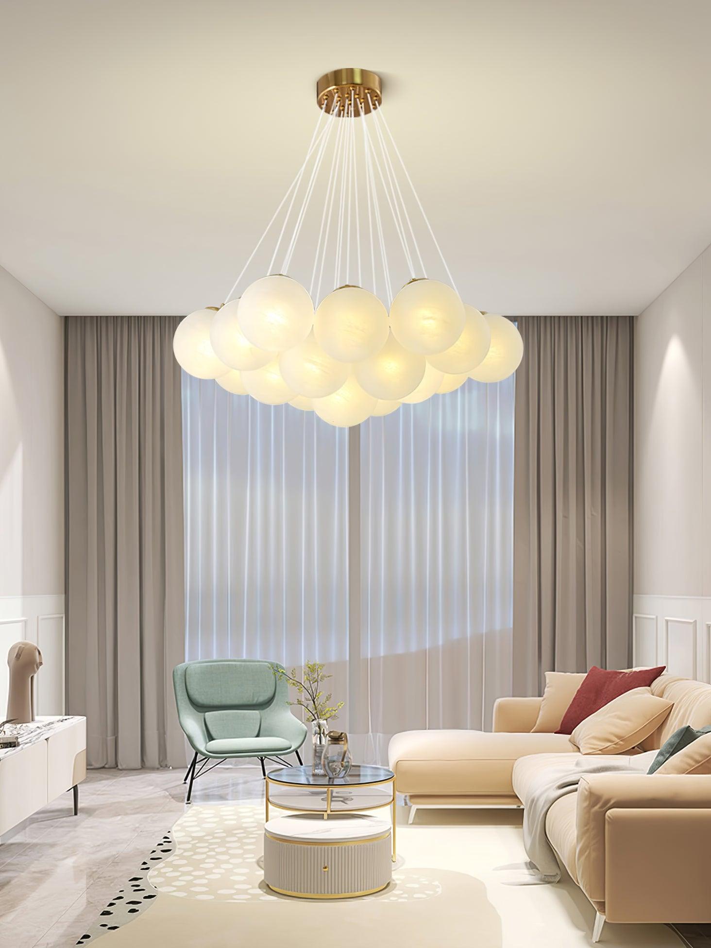 Arenis Chandelier Glass Cluster Frosted Glass-Neutral Decor