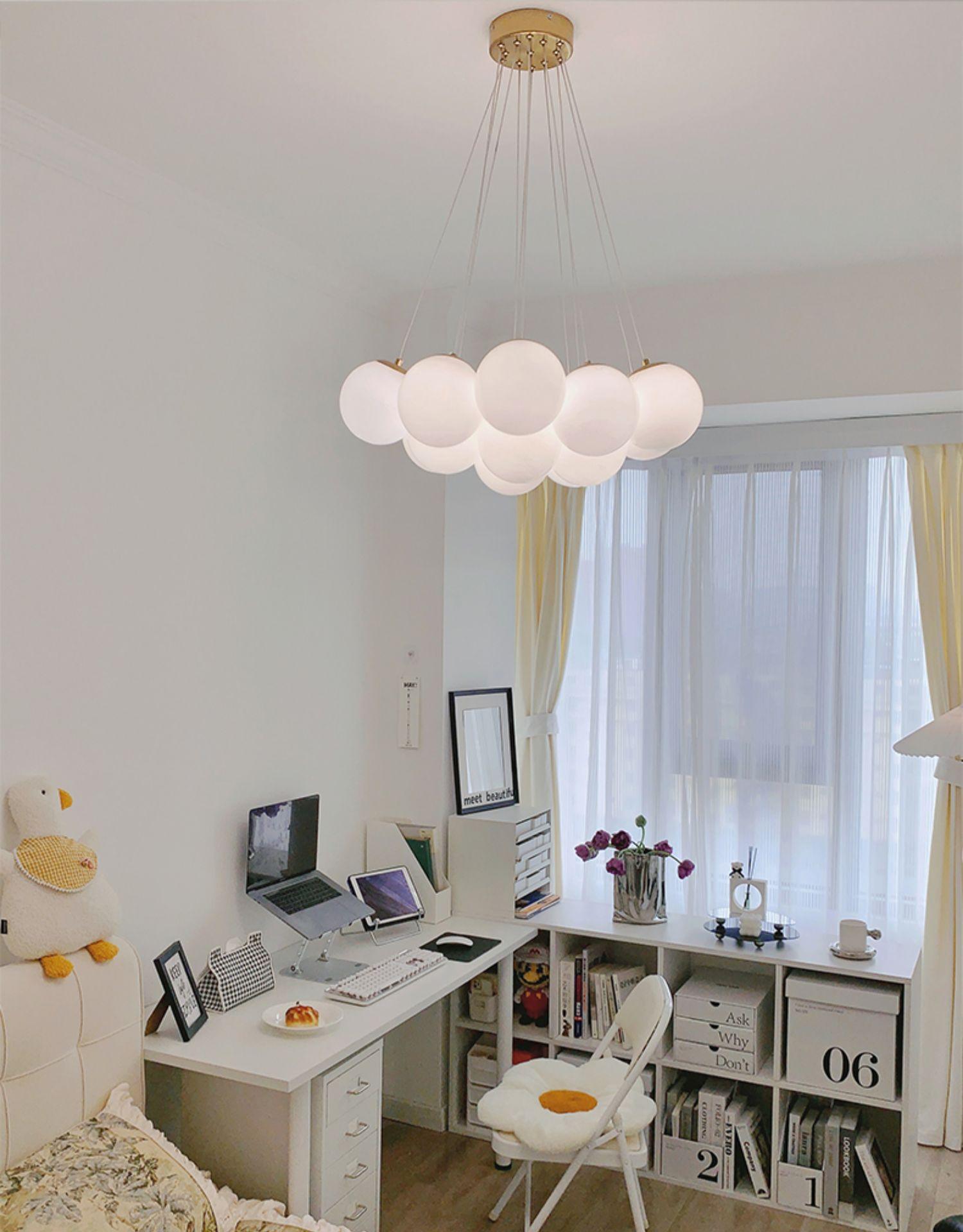 Arenis Chandelier Glass Cluster Frosted Glass-Neutral Decor
