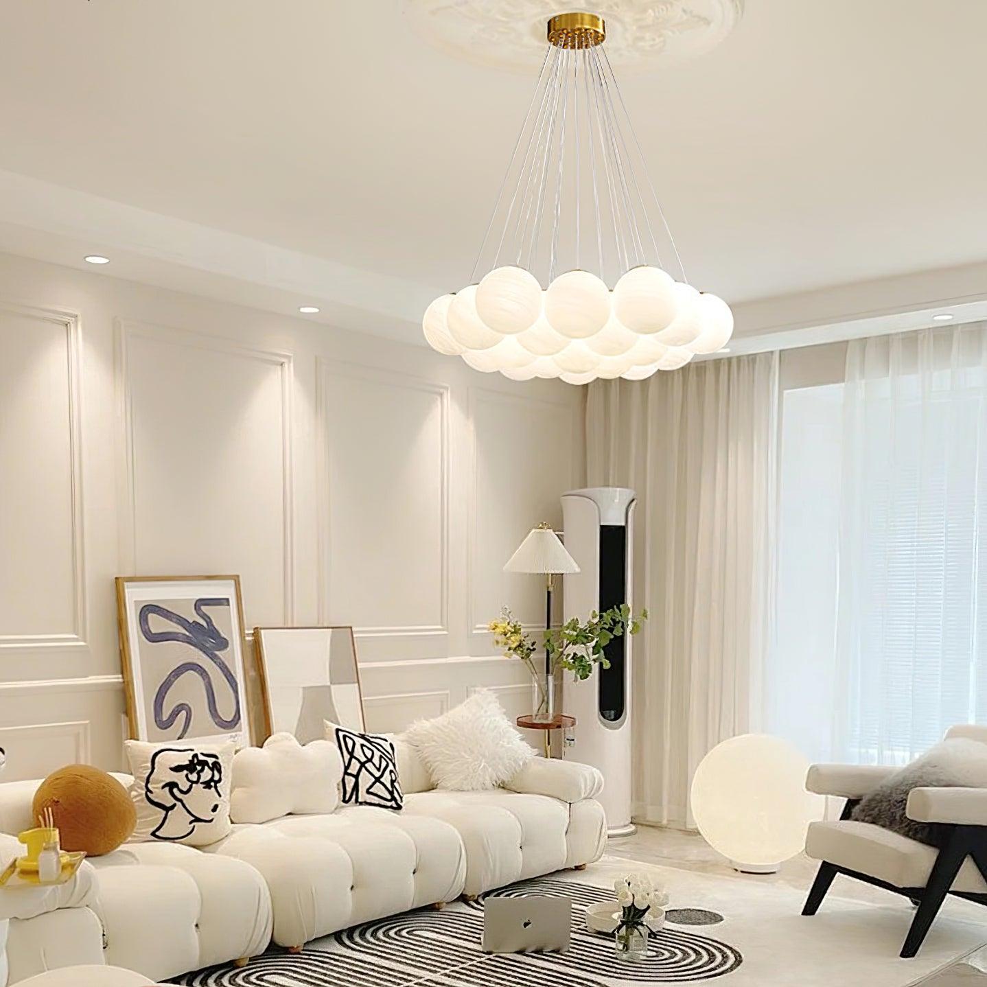 Arenis Chandelier Glass Cluster Frosted Glass-Neutral Decor