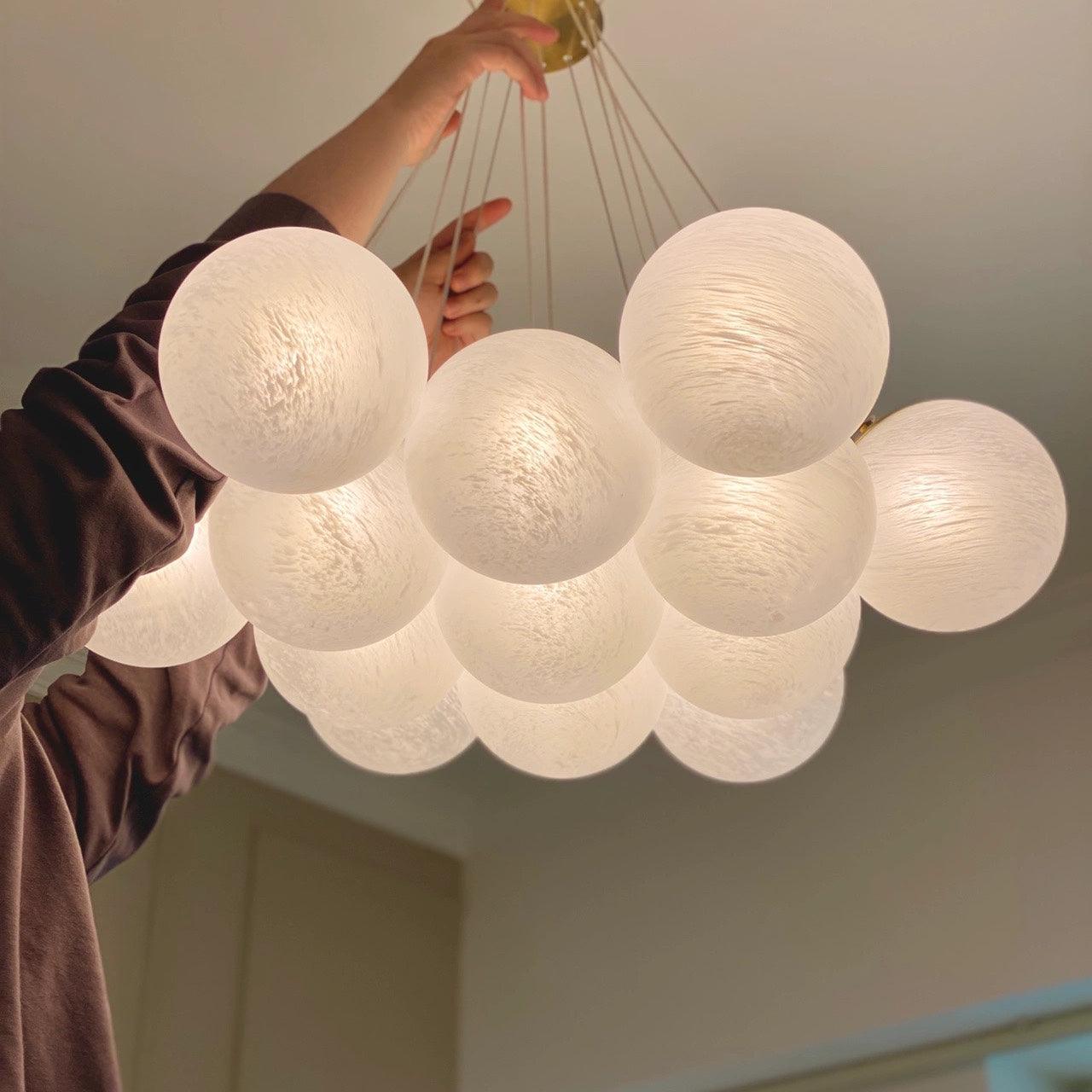 Arenis Chandelier Glass Cluster Frosted Glass-Neutral Decor