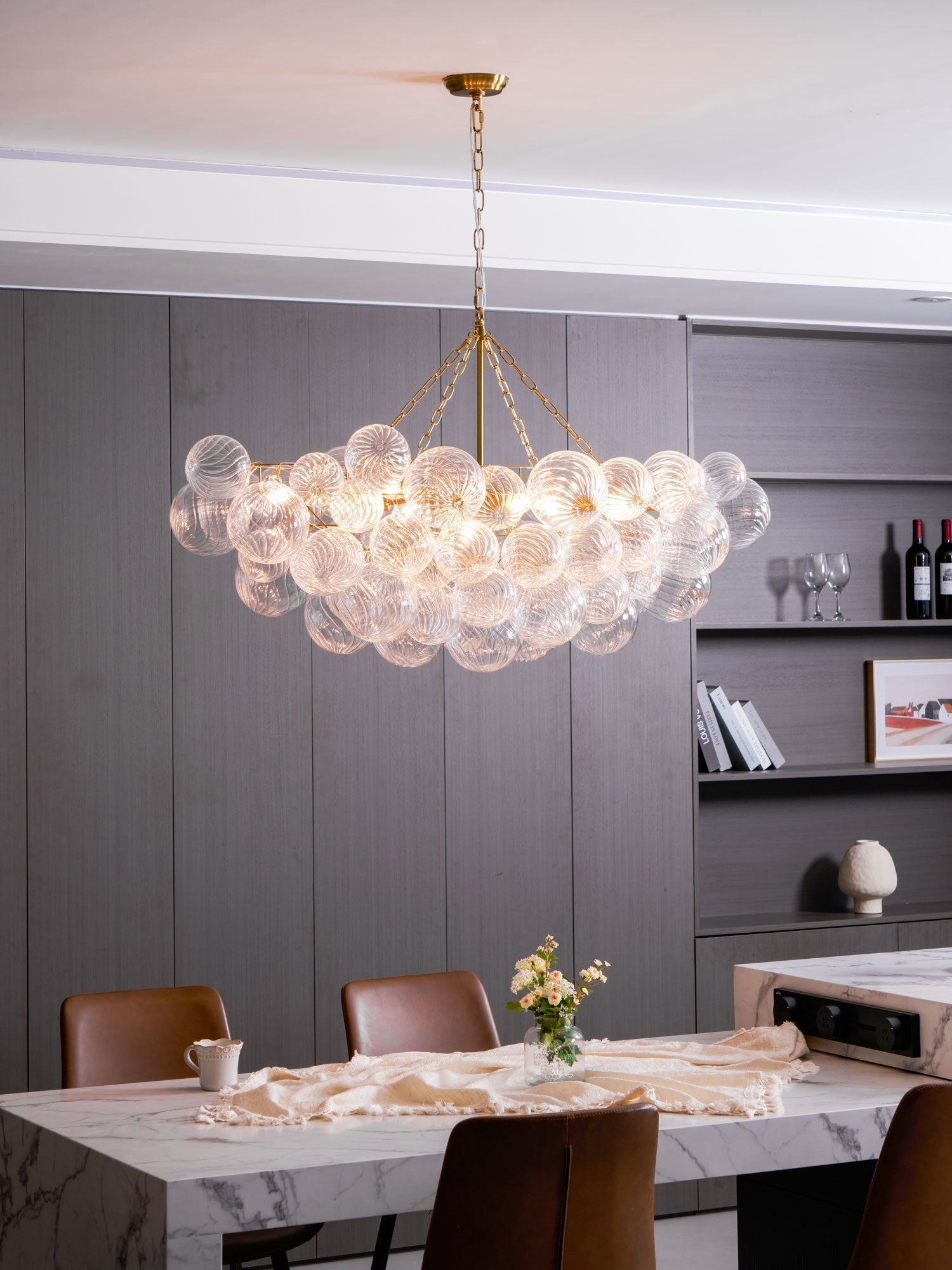 Calvian Chandelier Glass Ball Bubble Modern-Neutral Decor