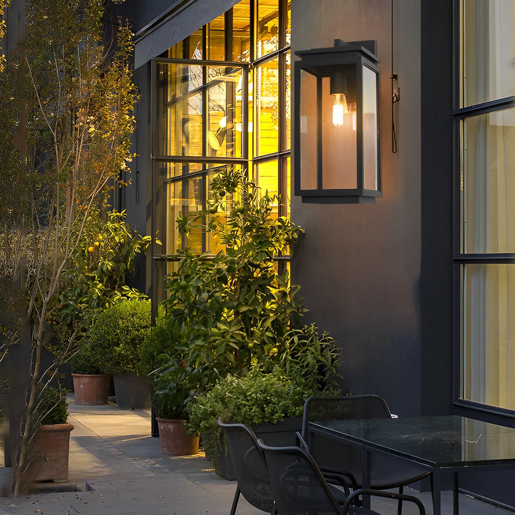 Jophine Rectangular Industrial Glass Outdoor Wall Lamp