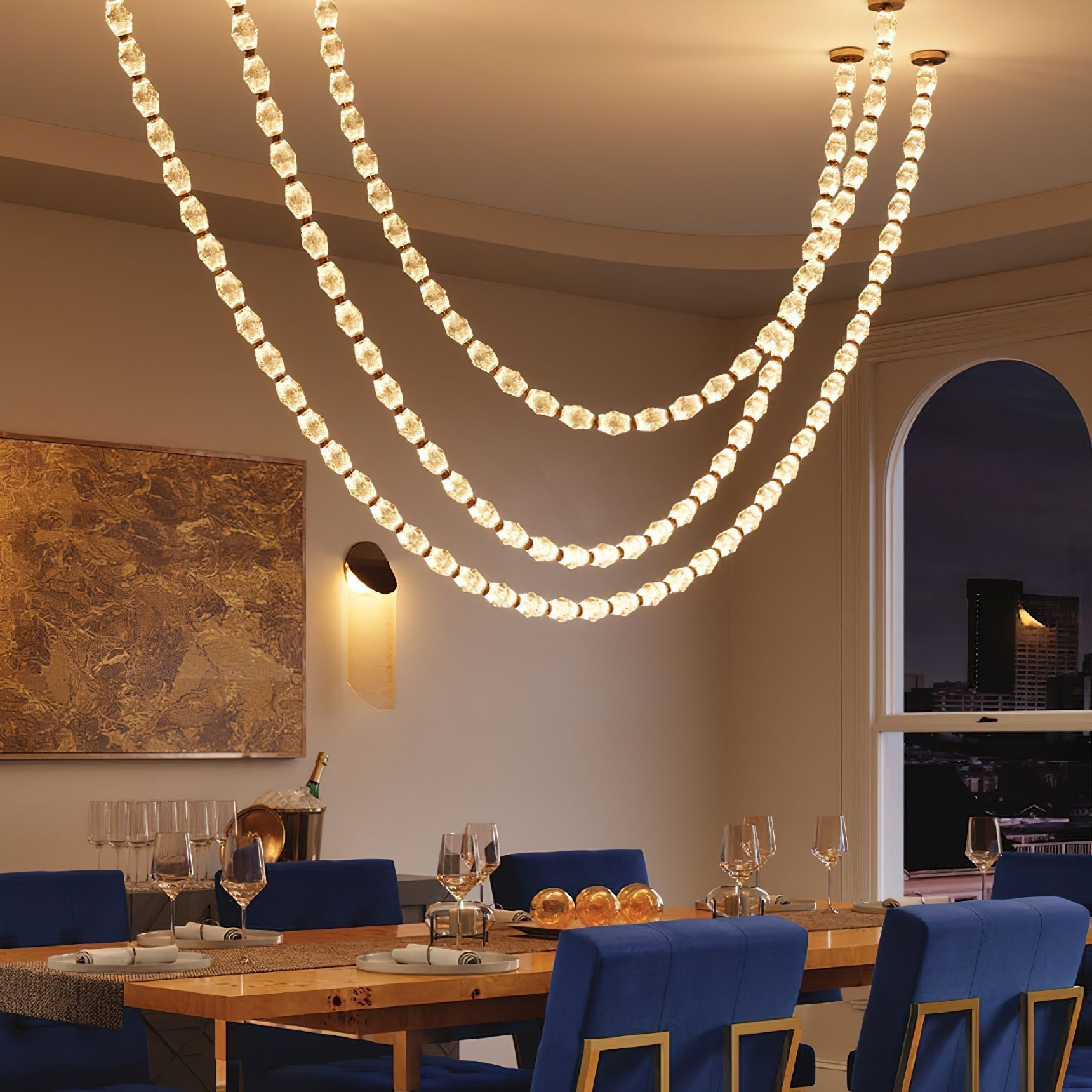Pearlene Beaded Chandelier-Neutral Decor