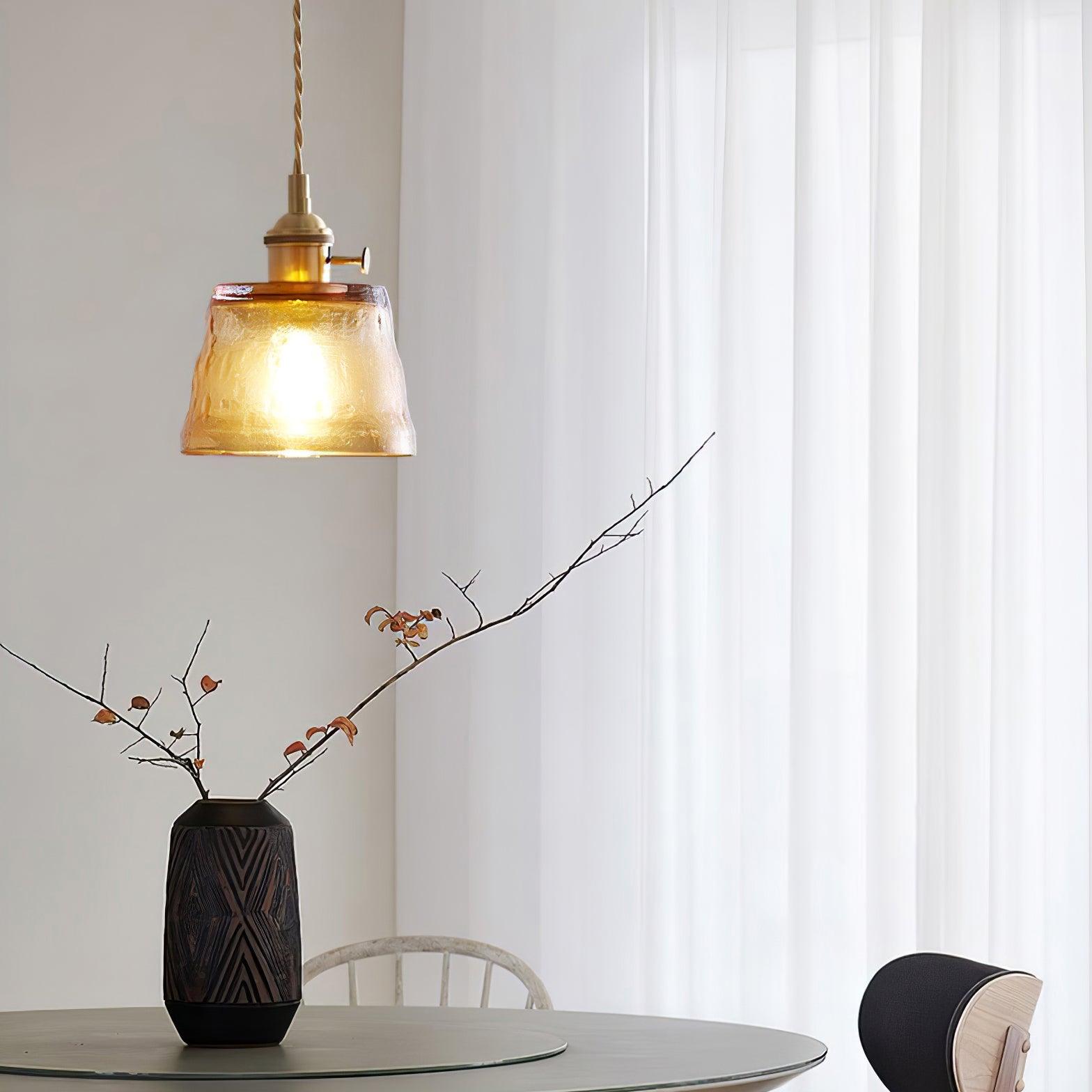 Lustra Pendant Lamp Copper Glass for Dining-Neutral Decor