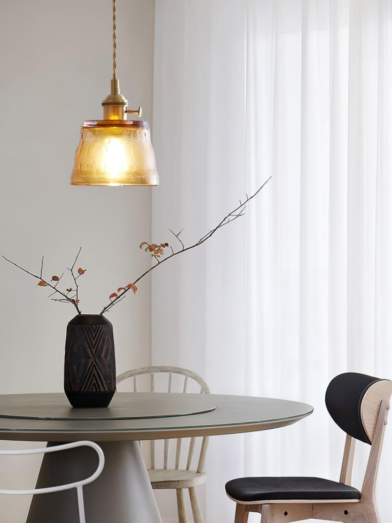 Lustra Pendant Lamp Copper Glass for Dining-Neutral Decor