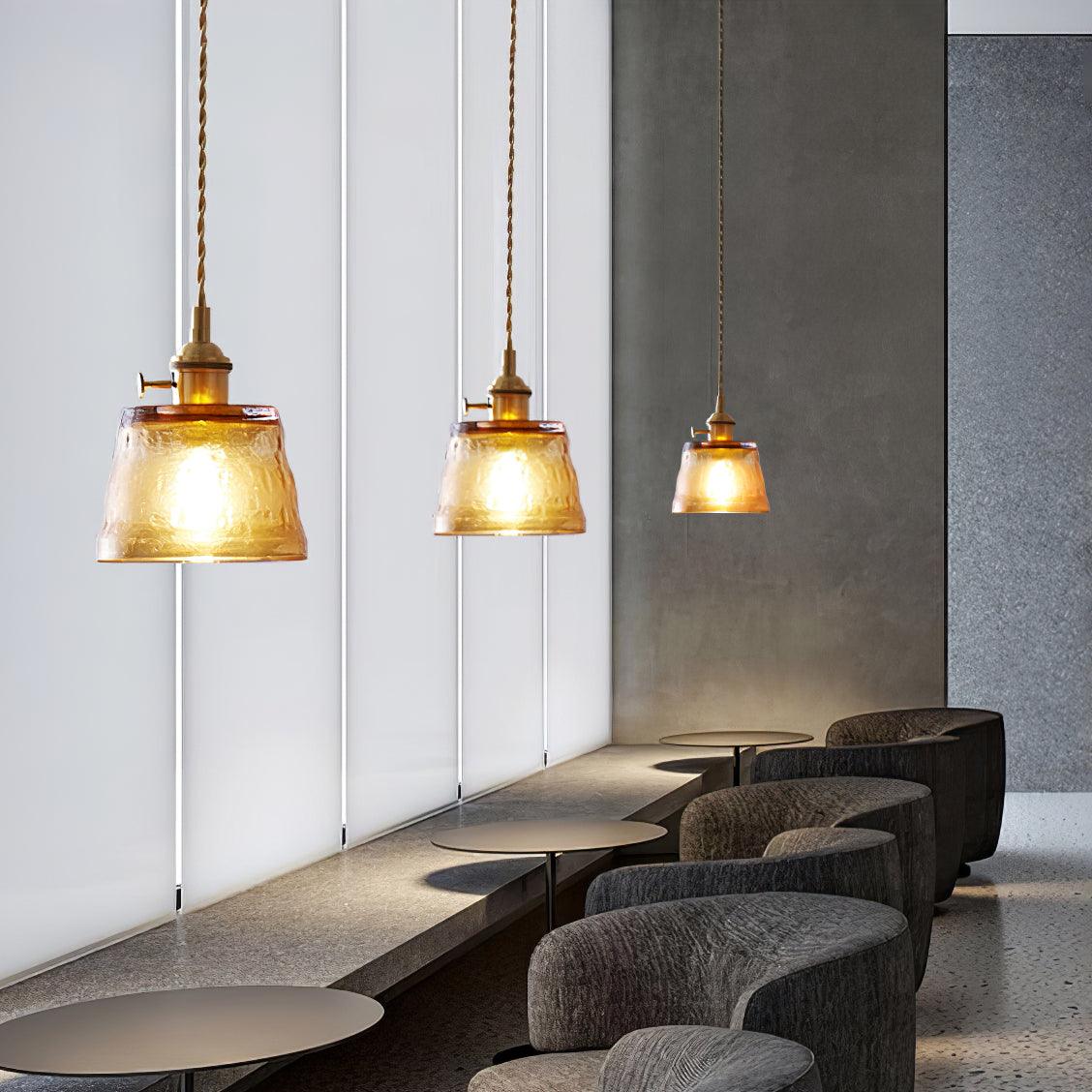 Lustra Pendant Lamp Copper Glass for Dining-Neutral Decor