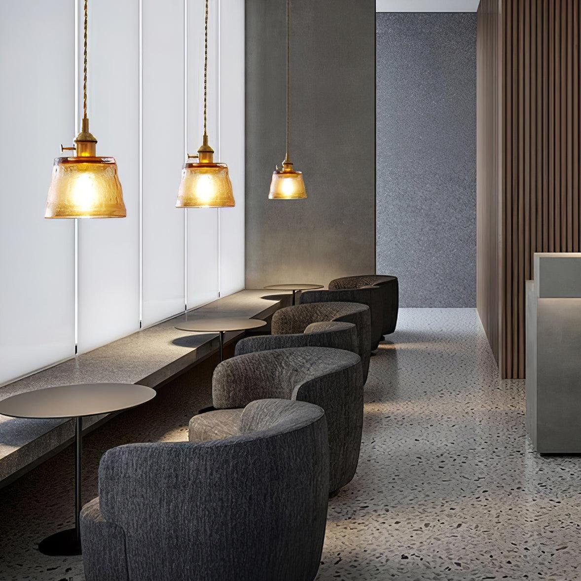 Lustra Pendant Lamp Copper Glass for Dining-Neutral Decor