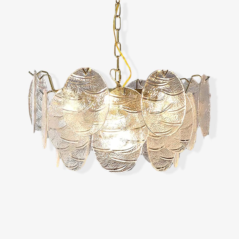 Lustra Chandelier Glass Disc Gold-Neutral Decor