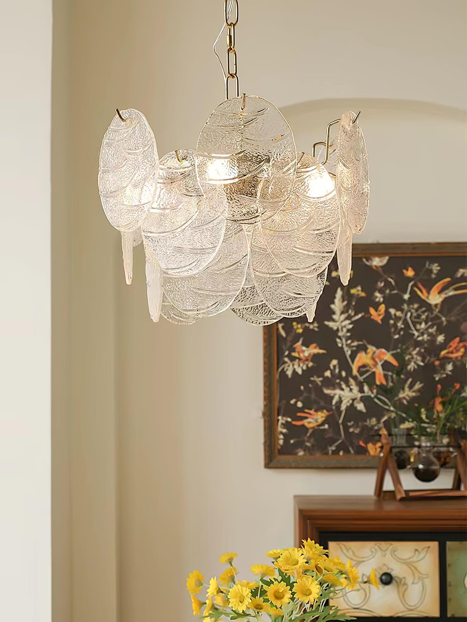 Lustra Chandelier Glass Disc Gold-Neutral Decor