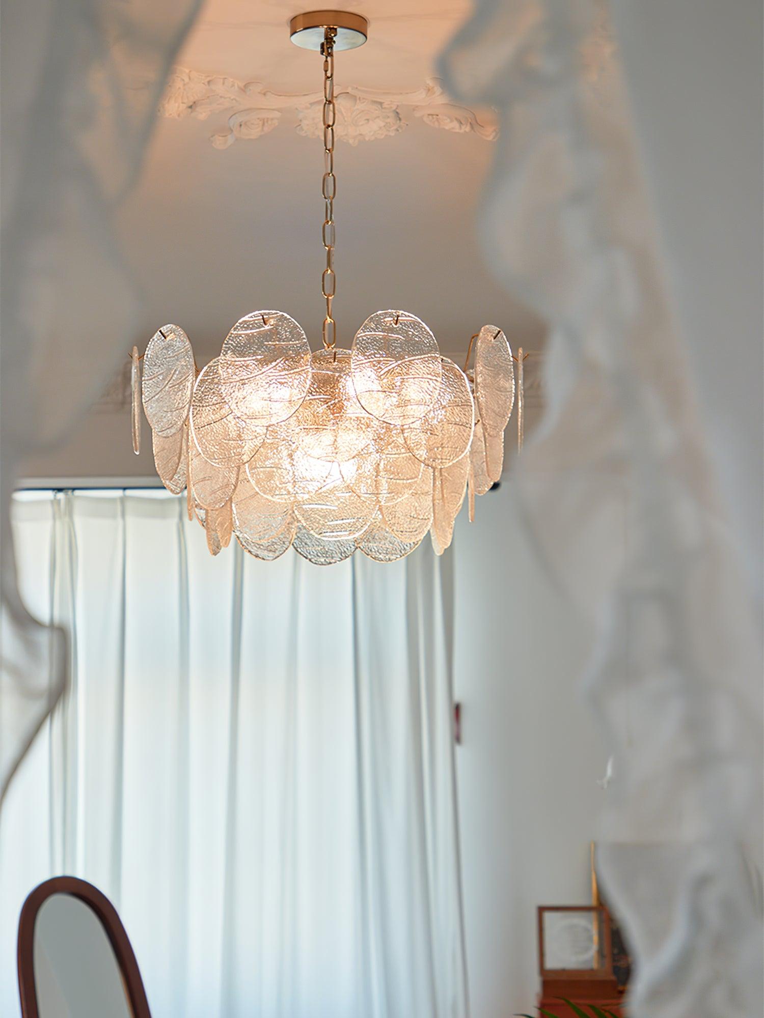 Lustra Chandelier Glass Disc Gold-Neutral Decor