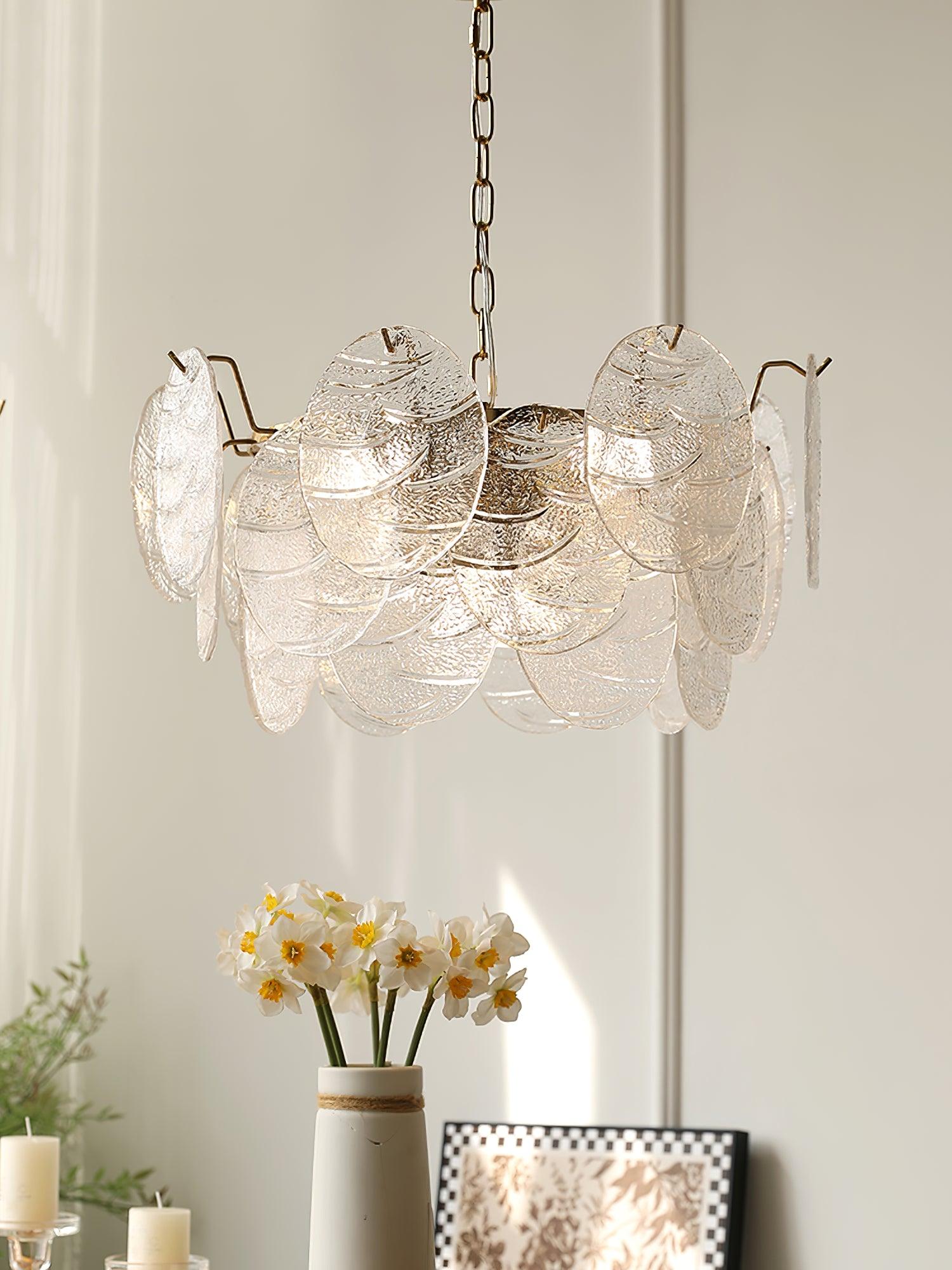 Lustra Chandelier Glass Disc Gold-Neutral Decor
