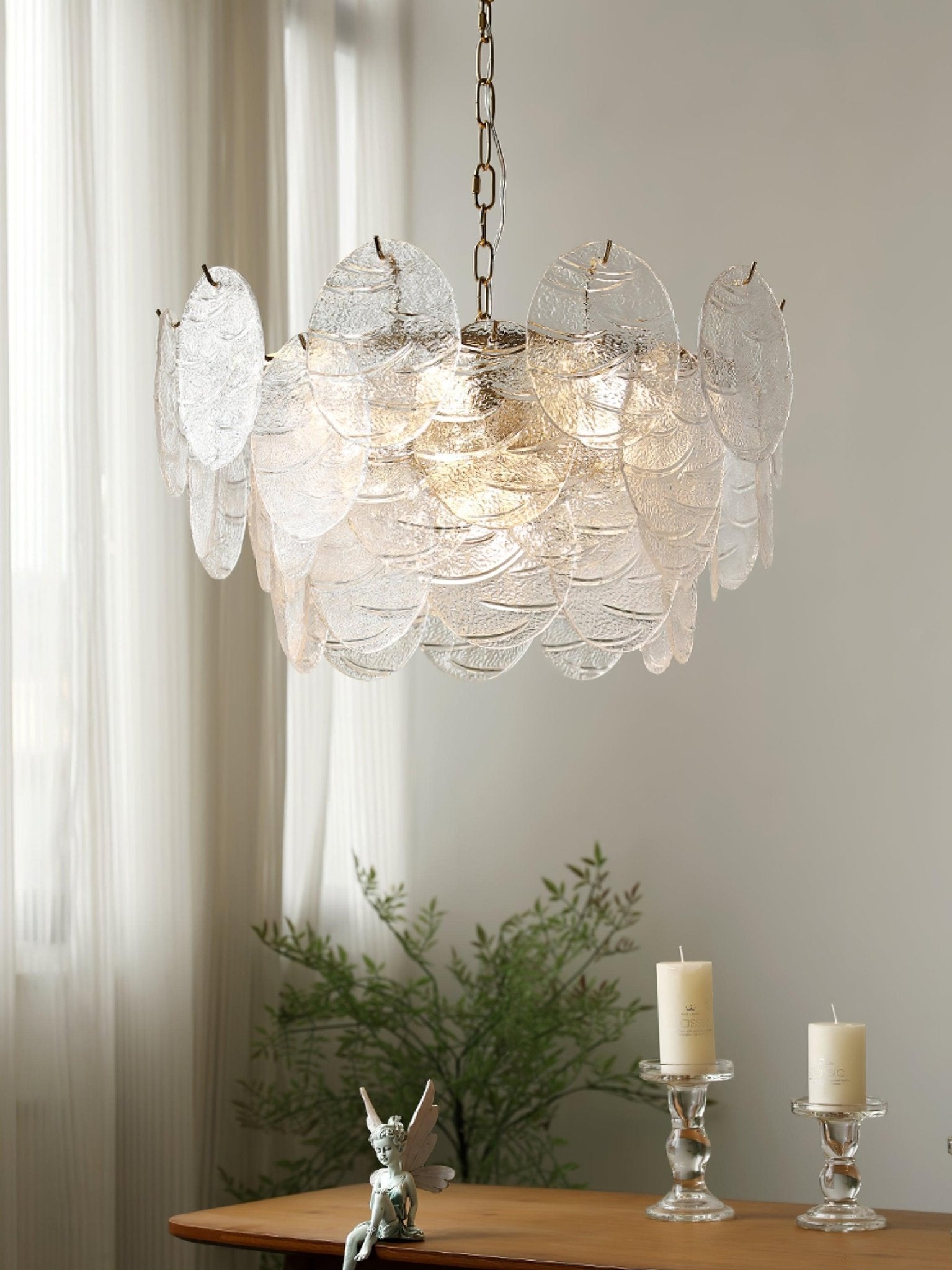 Lustra Chandelier Glass Disc Gold-Neutral Decor