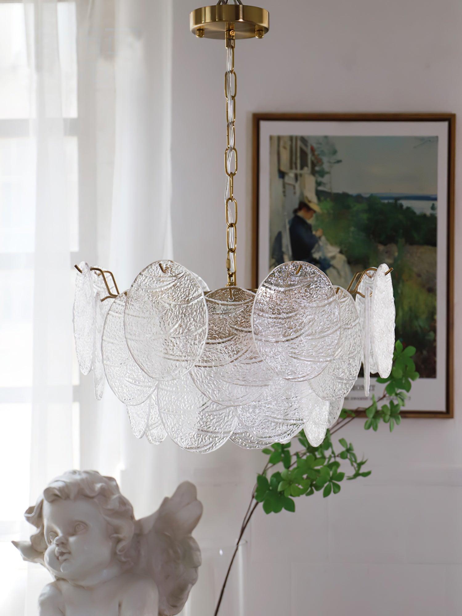 Lustra Chandelier Glass Disc Gold-Neutral Decor
