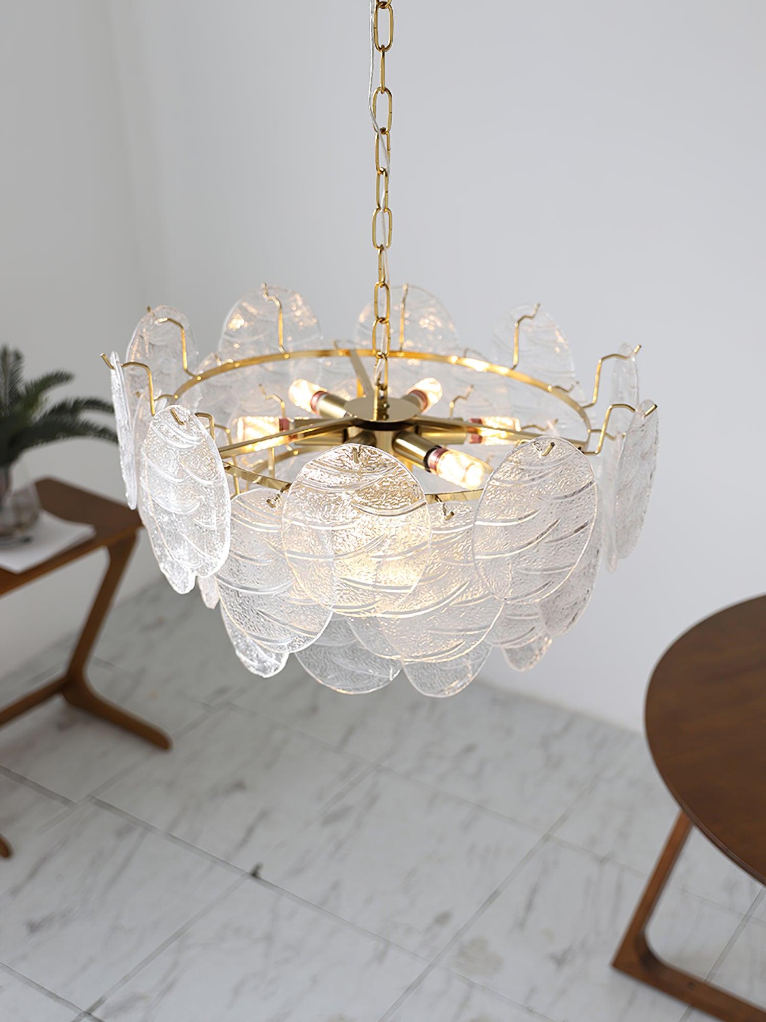 Lustra Chandelier Glass Disc Gold-Neutral Decor