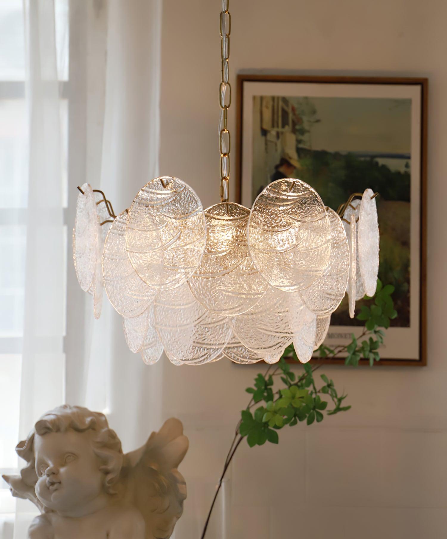 Lustra Chandelier Glass Disc Gold-Neutral Decor