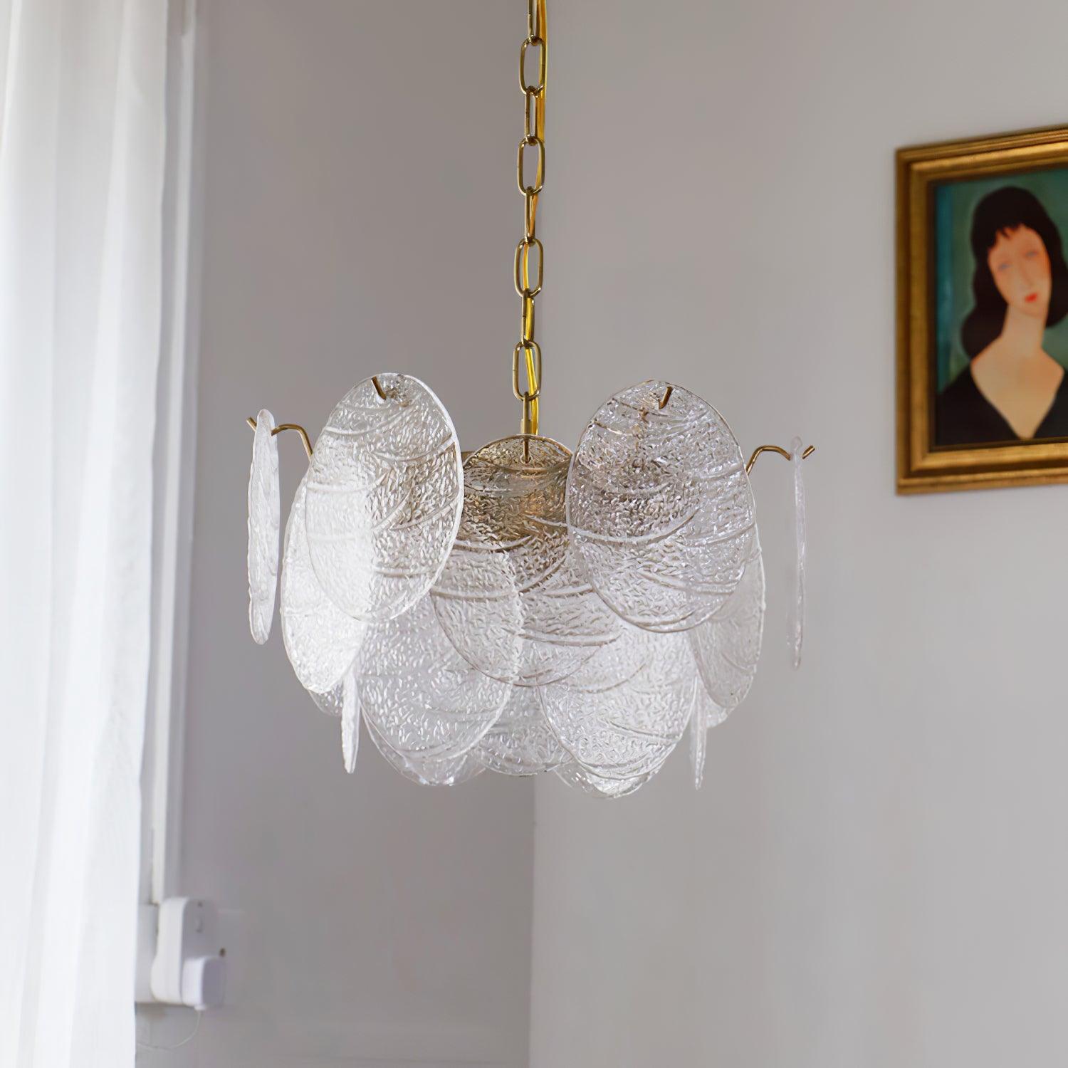 Lustra Chandelier Glass Disc Gold-Neutral Decor