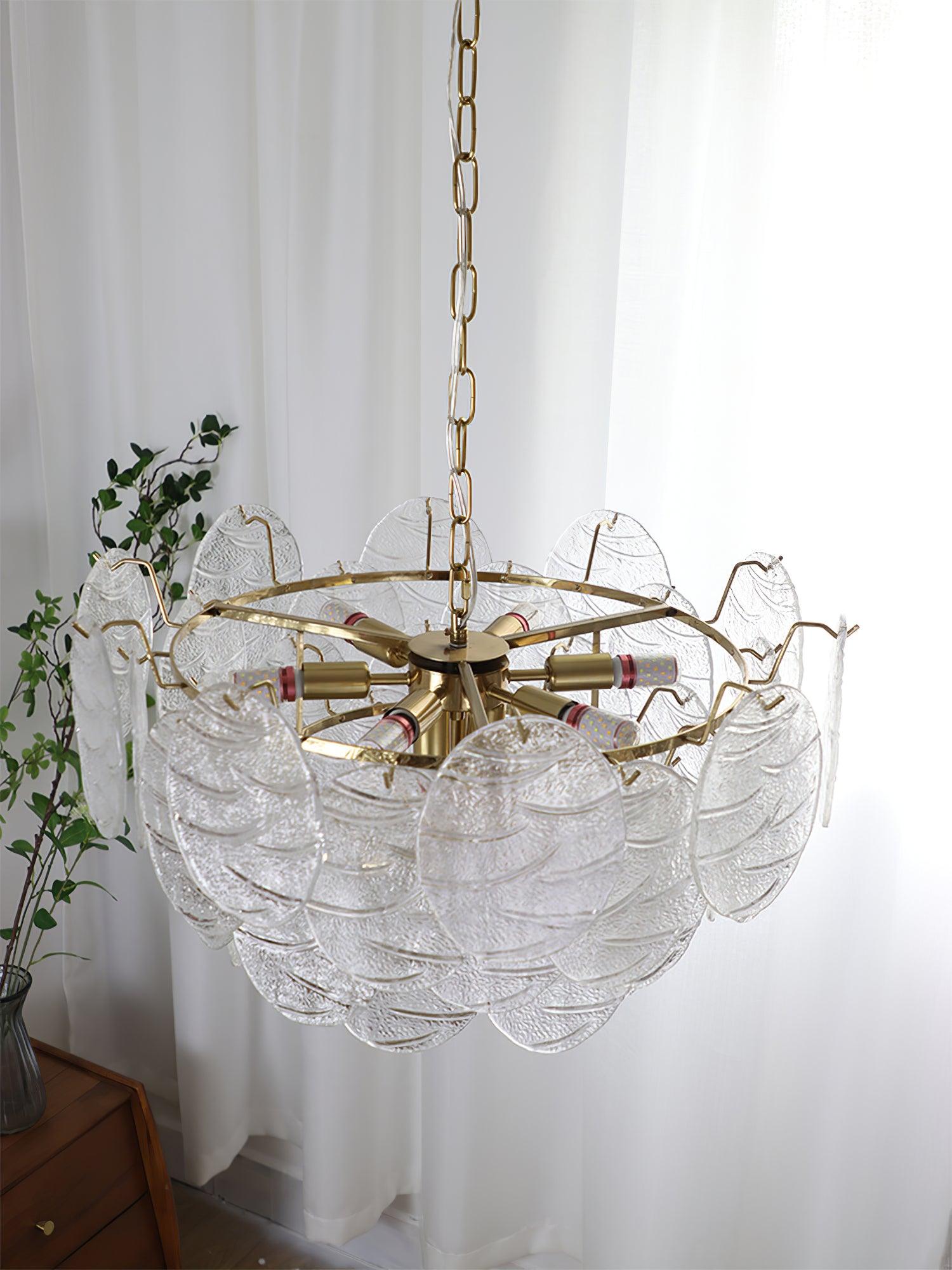 Lustra Chandelier Glass Disc Gold-Neutral Decor