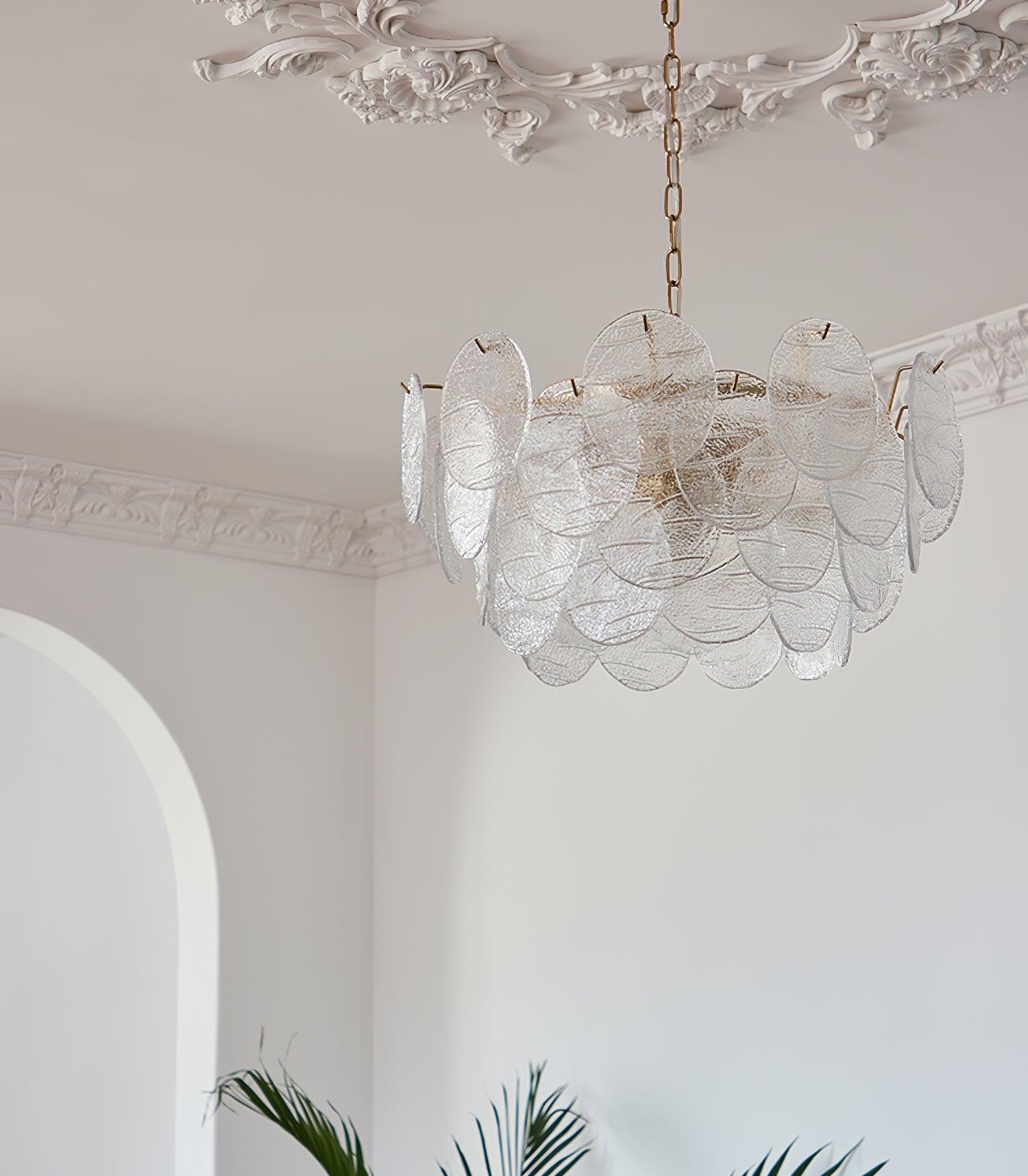 Lustra Chandelier Glass Disc Gold-Neutral Decor
