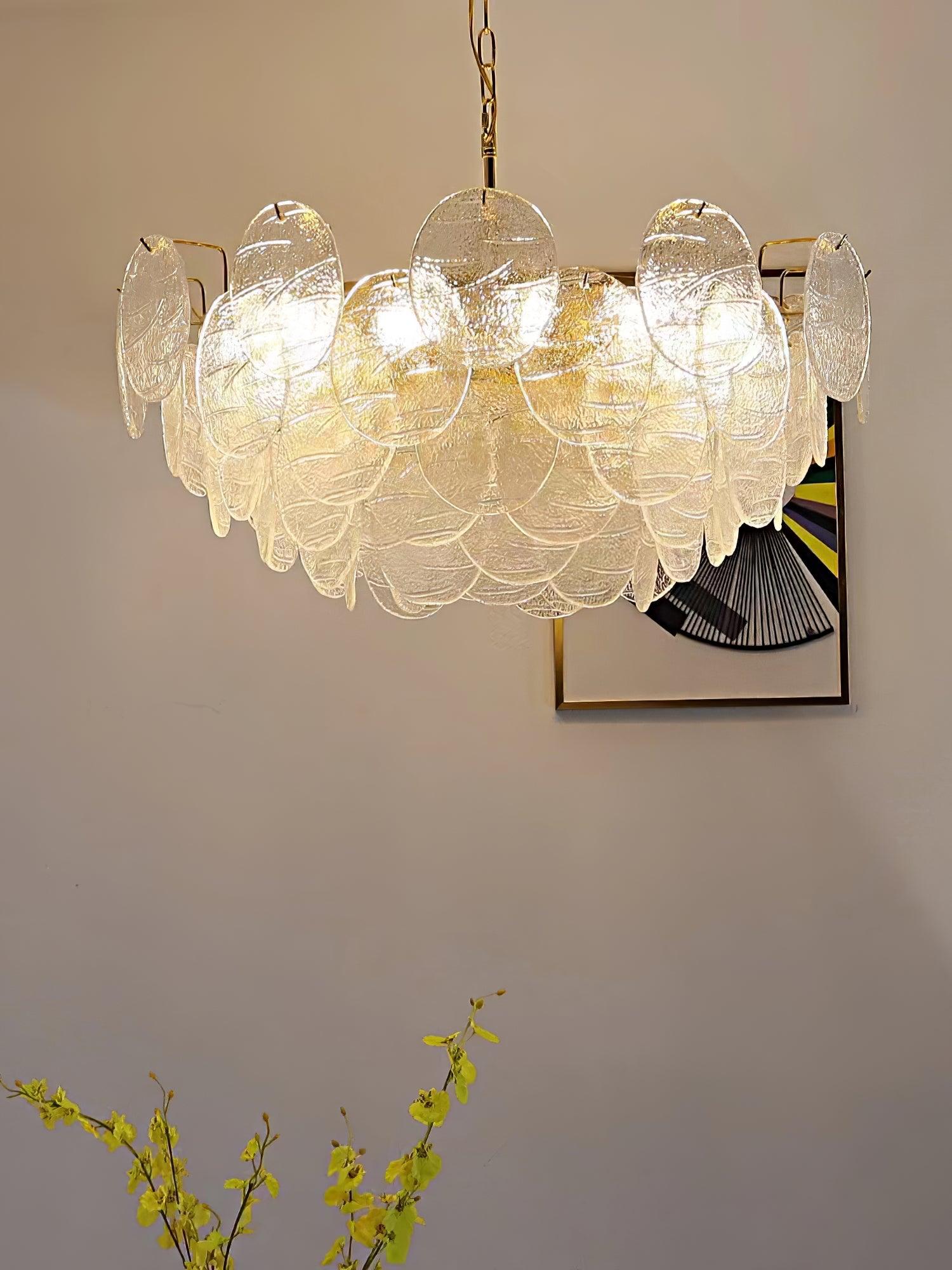 Lustra Chandelier Glass Disc Gold-Neutral Decor