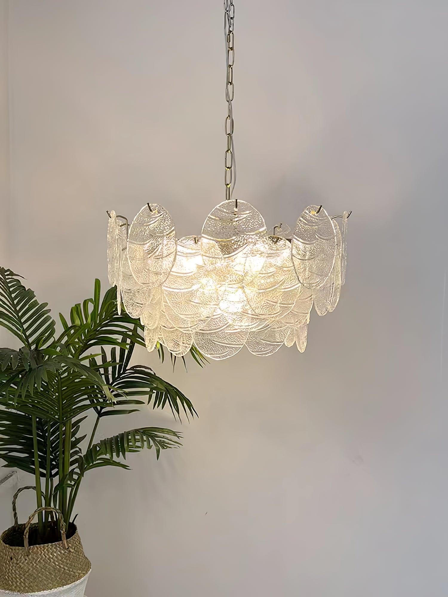 Lustra Chandelier Glass Disc Gold-Neutral Decor