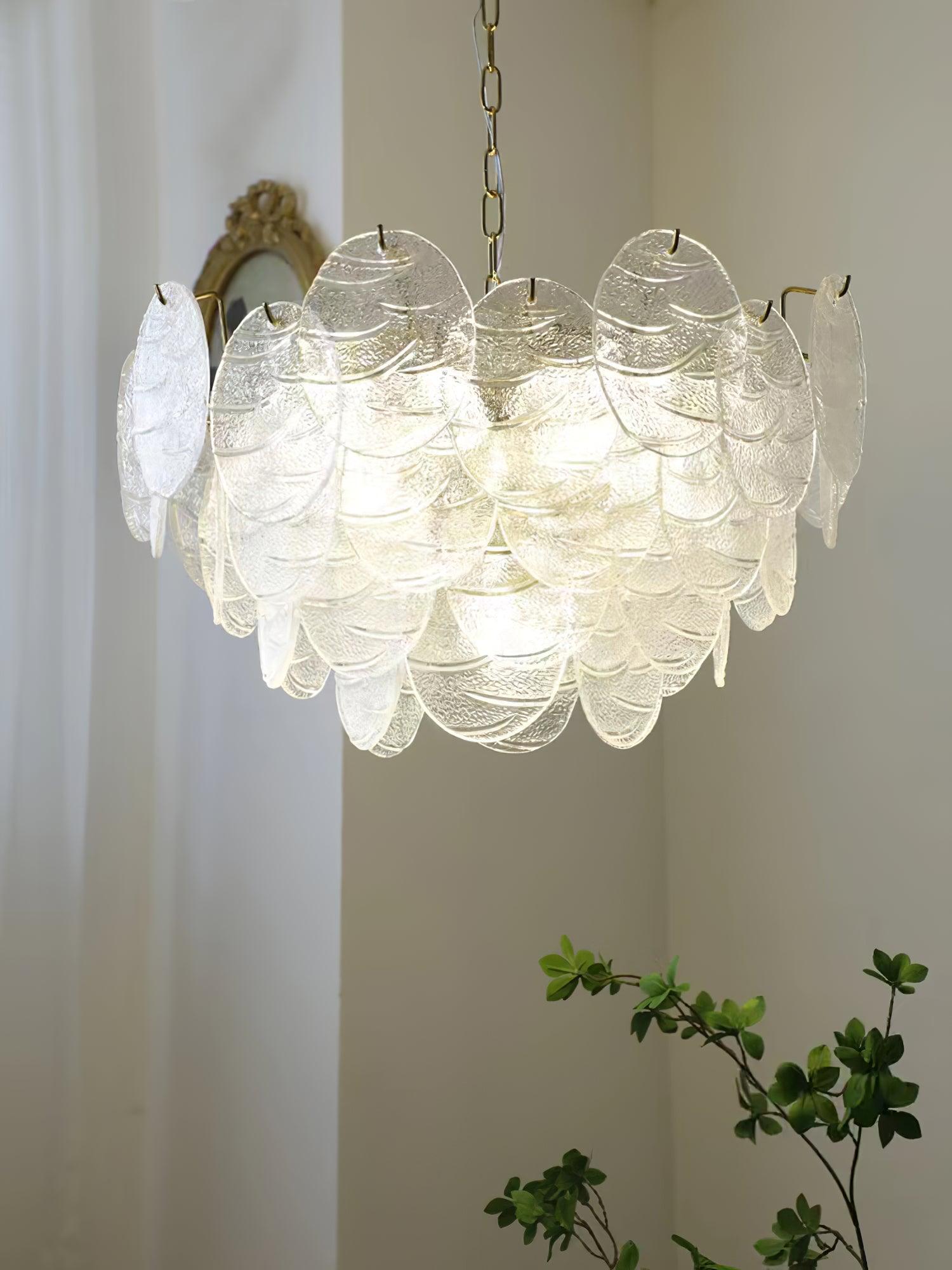 Lustra Chandelier Glass Disc Gold-Neutral Decor