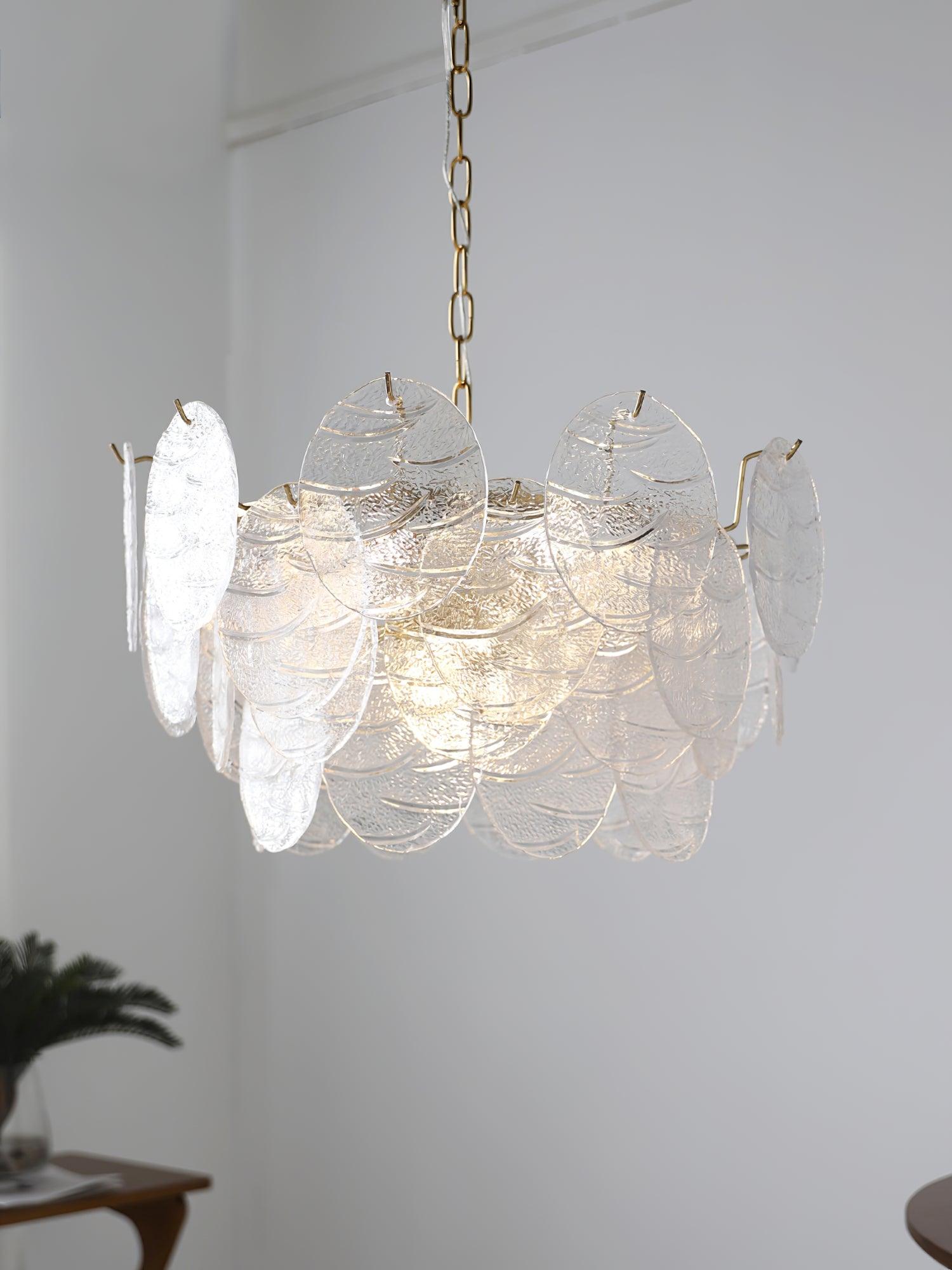Lustra Chandelier Glass Disc Gold-Neutral Decor