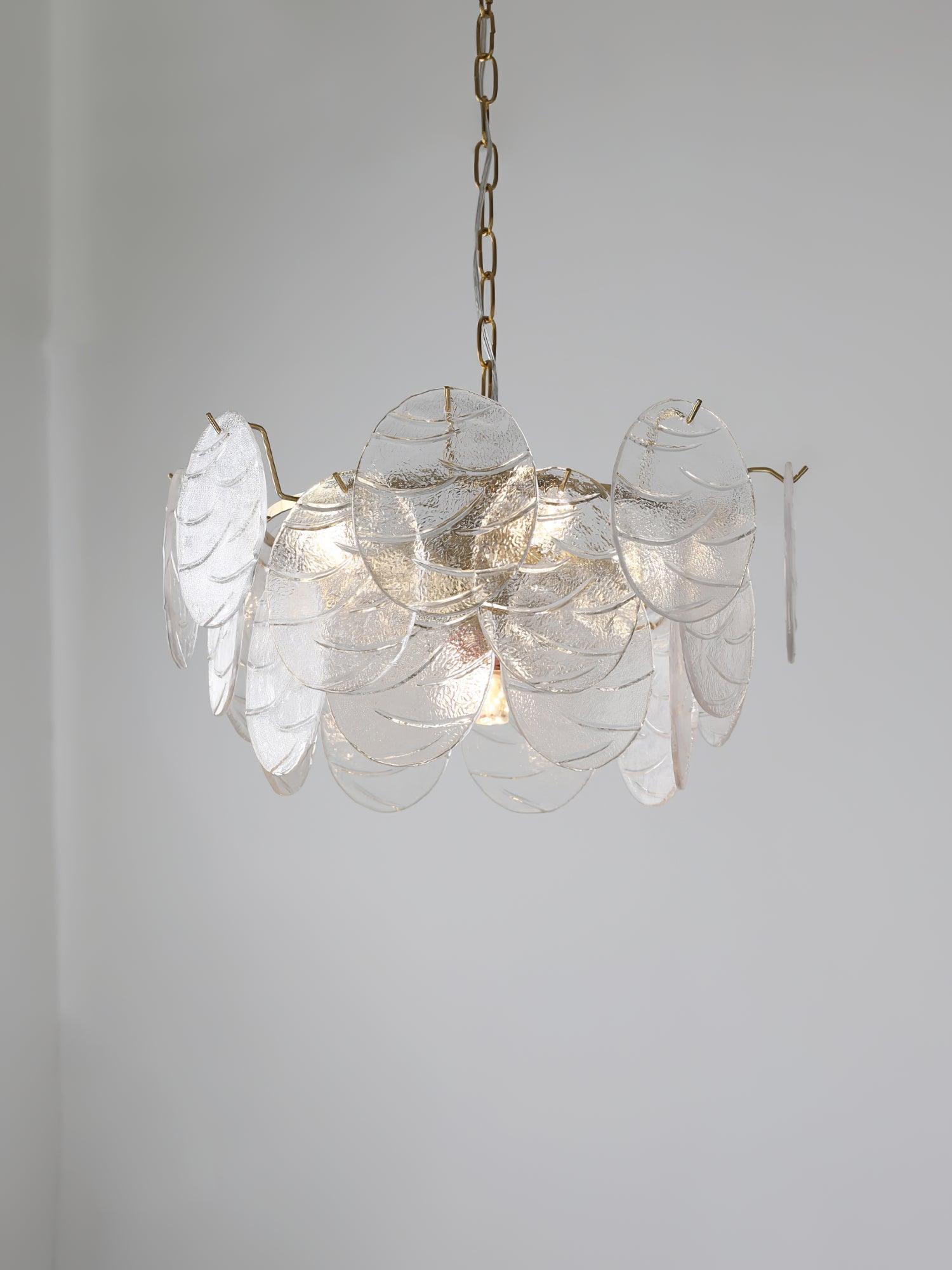 Lustra Chandelier Glass Disc Gold-Neutral Decor