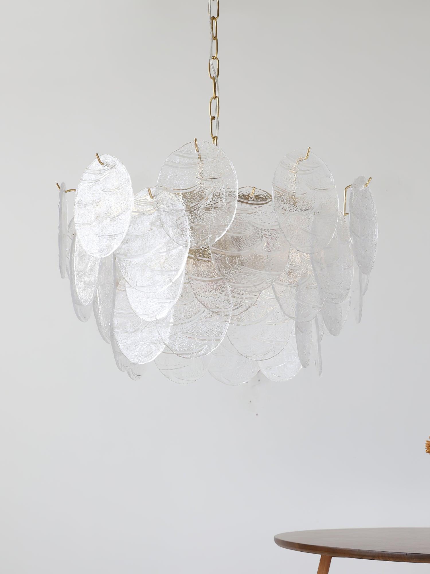 Lustra Chandelier Glass Disc Gold-Neutral Decor