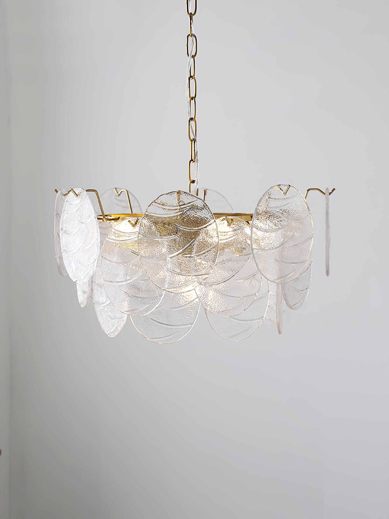 Lustra Chandelier Glass Disc Gold-Neutral Decor