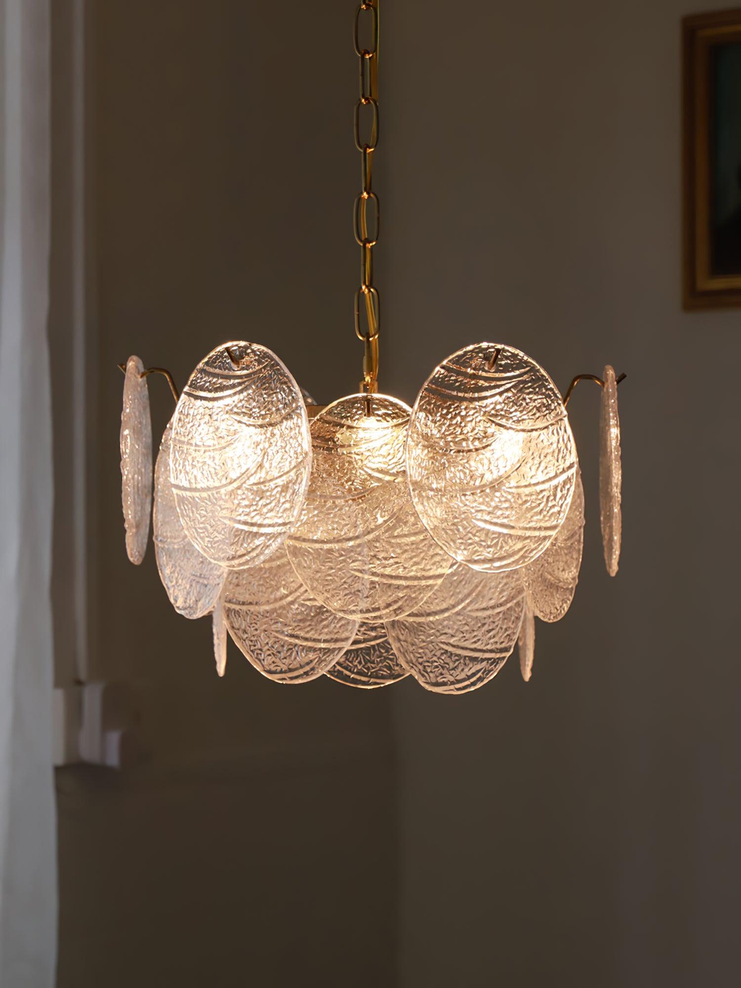 Lustra Chandelier Glass Disc Gold-Neutral Decor