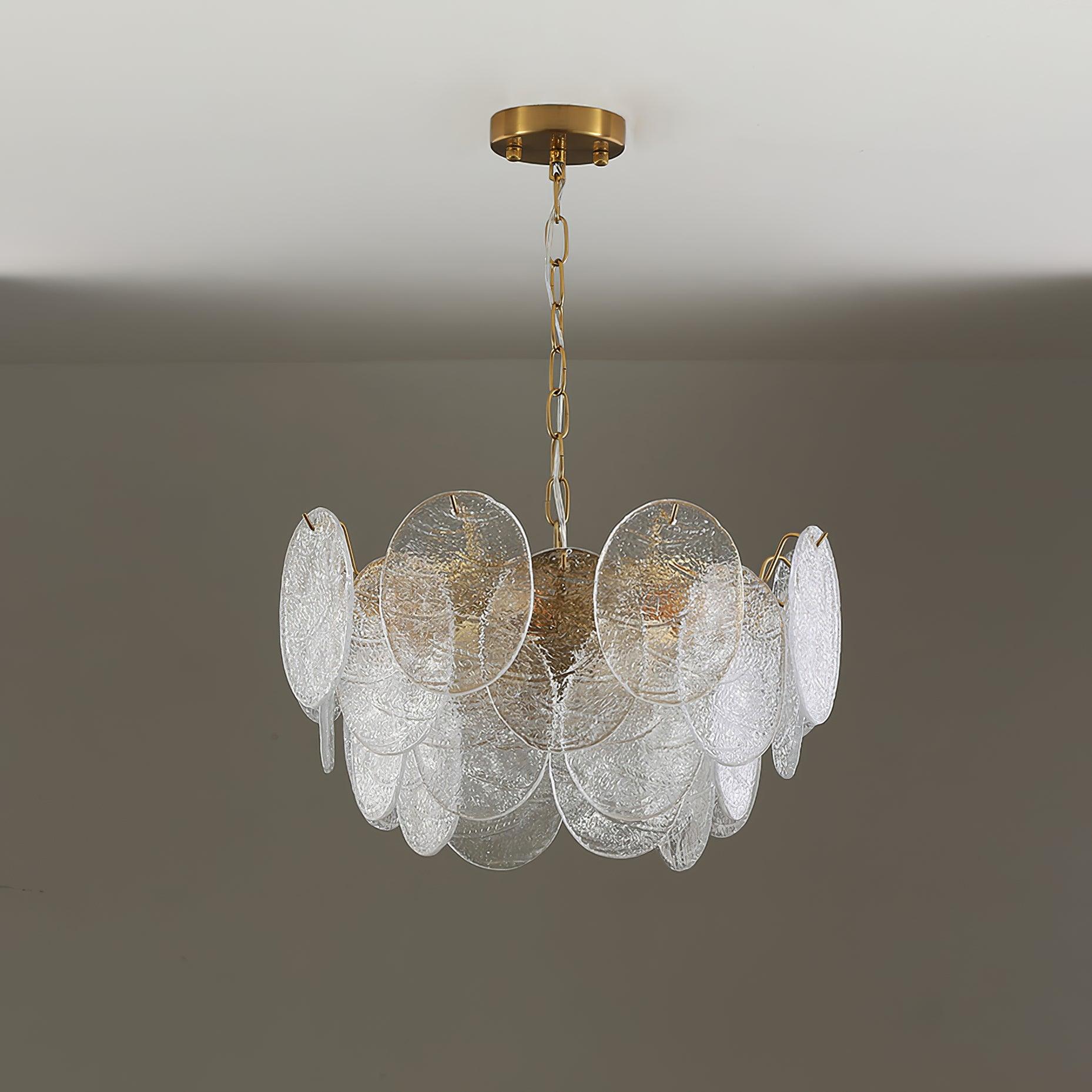 Lustra Chandelier Glass Disc Gold-Neutral Decor