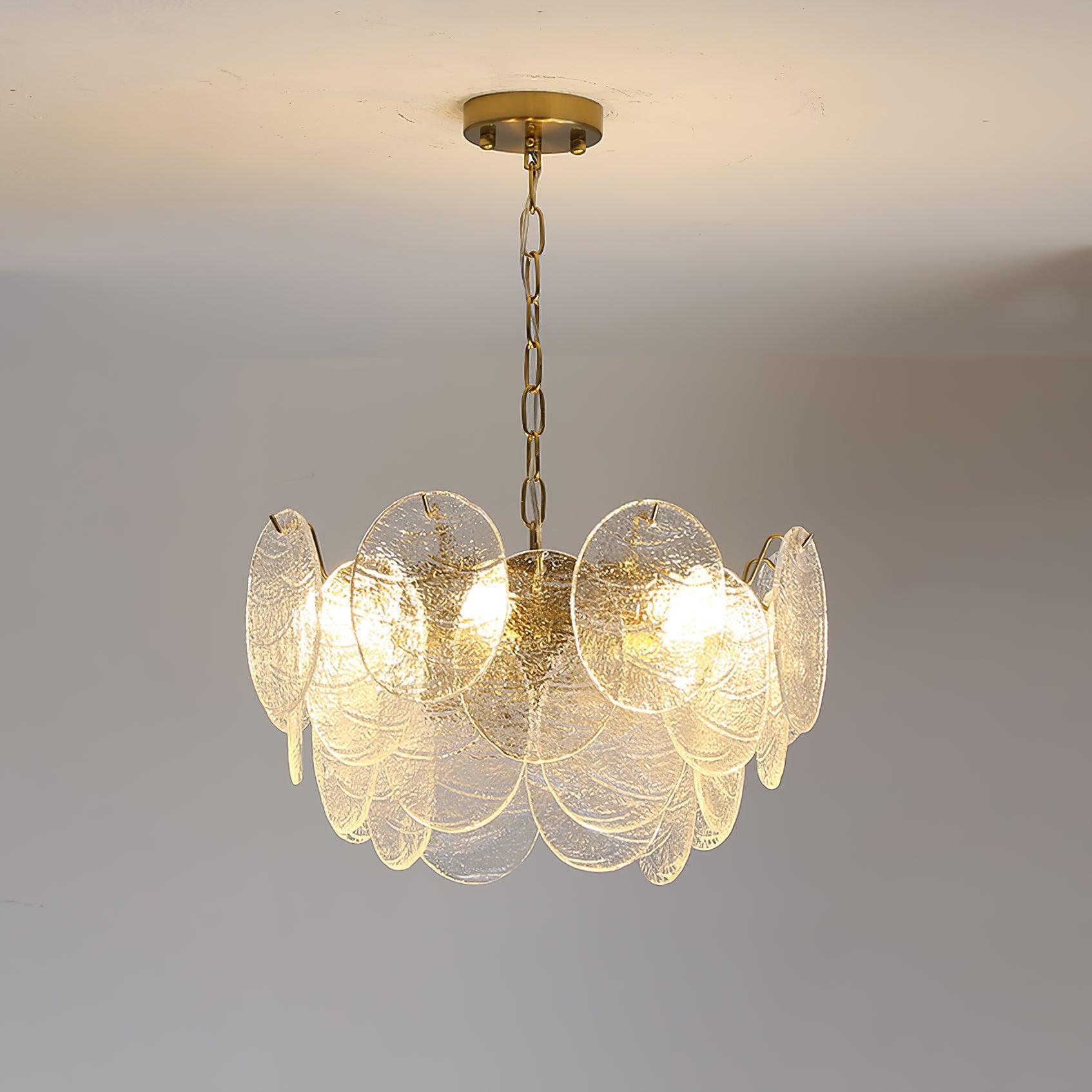 Lustra Chandelier Glass Disc Gold-Neutral Decor