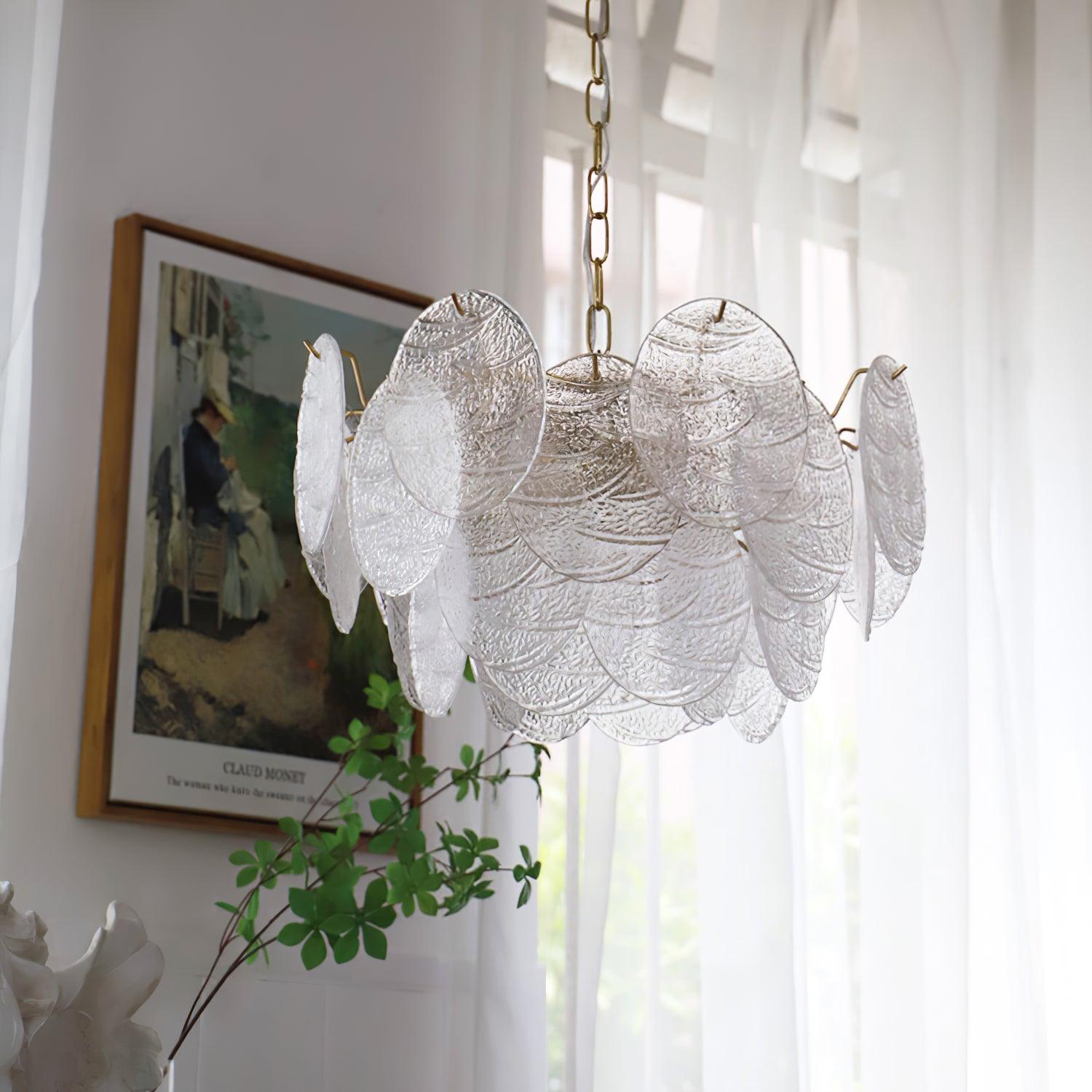 Lustra Chandelier Glass Disc Gold-Neutral Decor