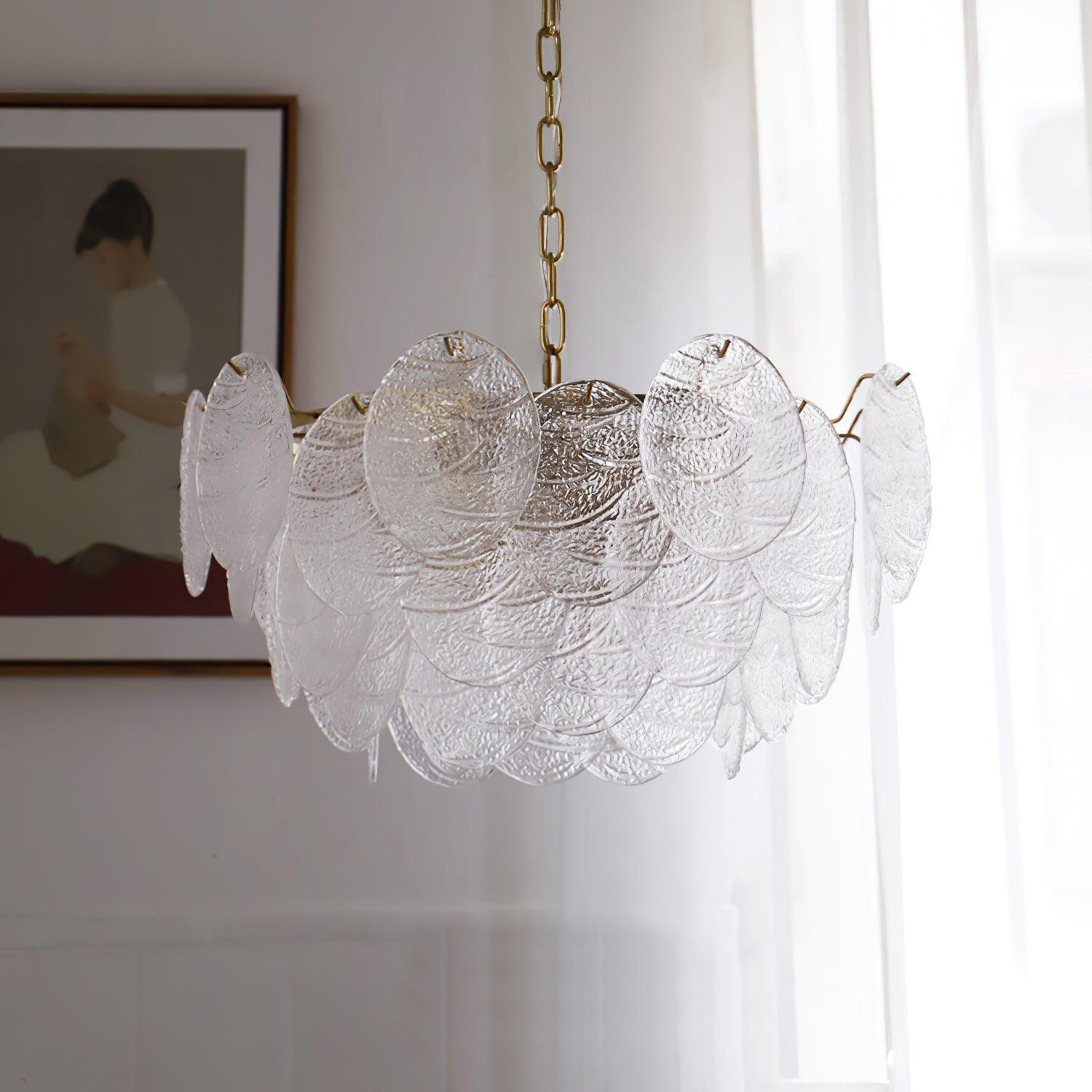 Lustra Chandelier Glass Disc Gold-Neutral Decor