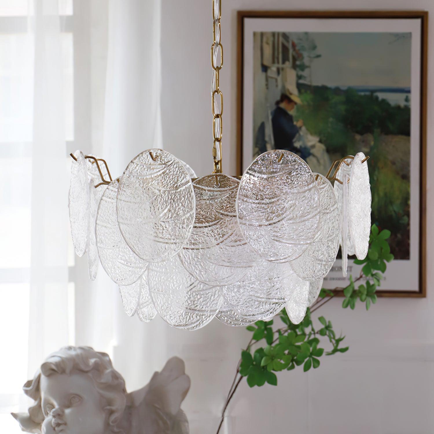 Lustra Chandelier Glass Disc Gold-Neutral Decor